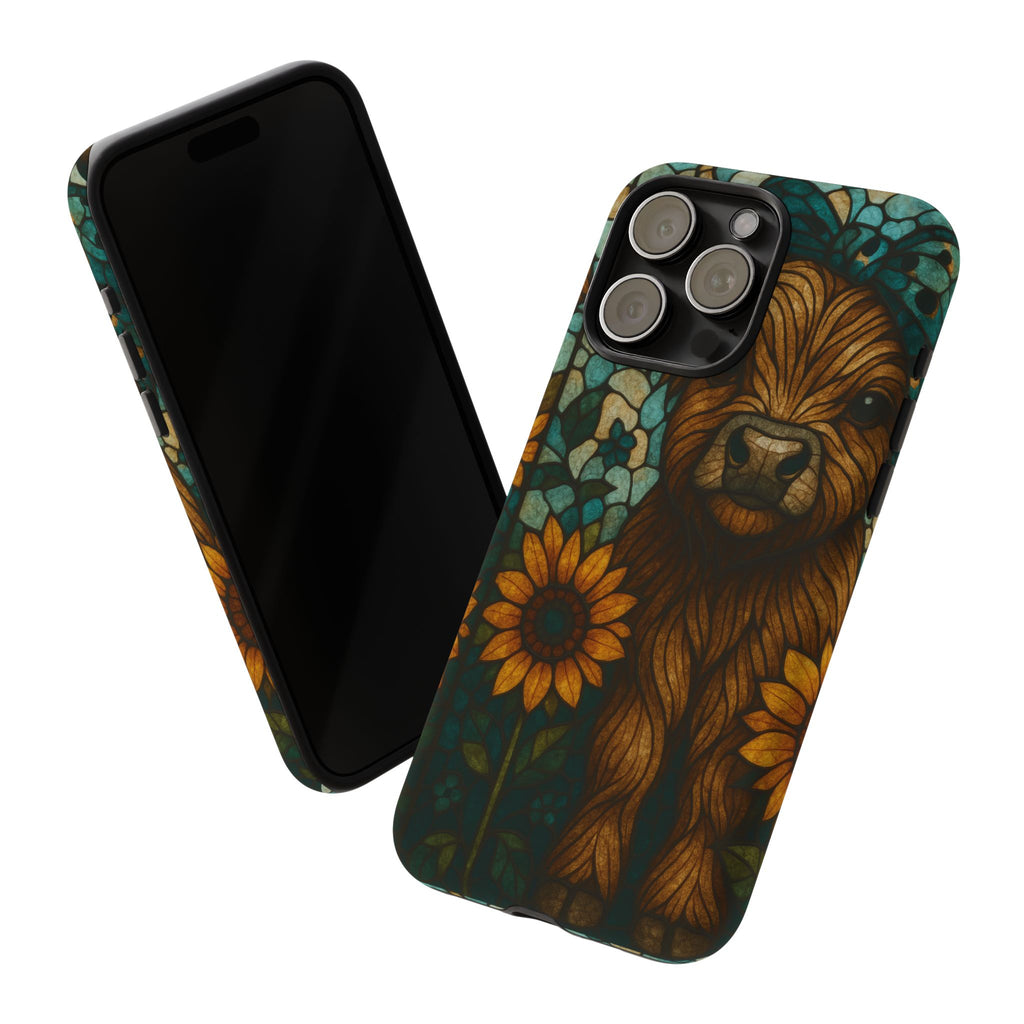 Stained Glass Baby Cow Phone Case – Sunflower Farmhouse Animal Design