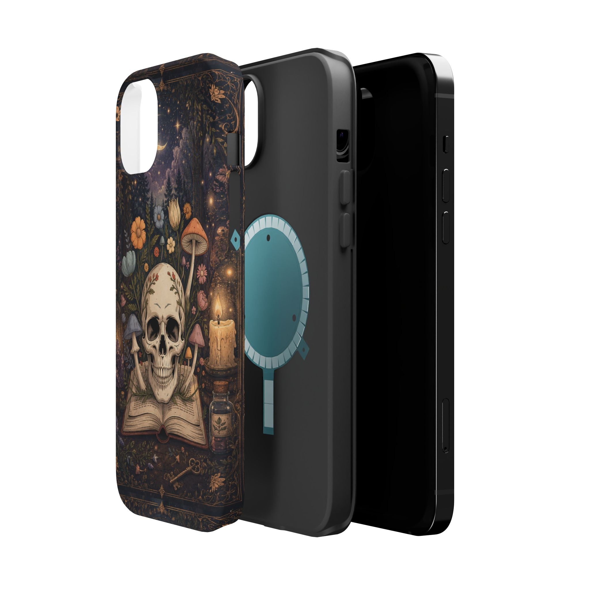 Skull & Mushroom Phone Case – Gothic MagSafe-Compatible Impact-Resistant Case