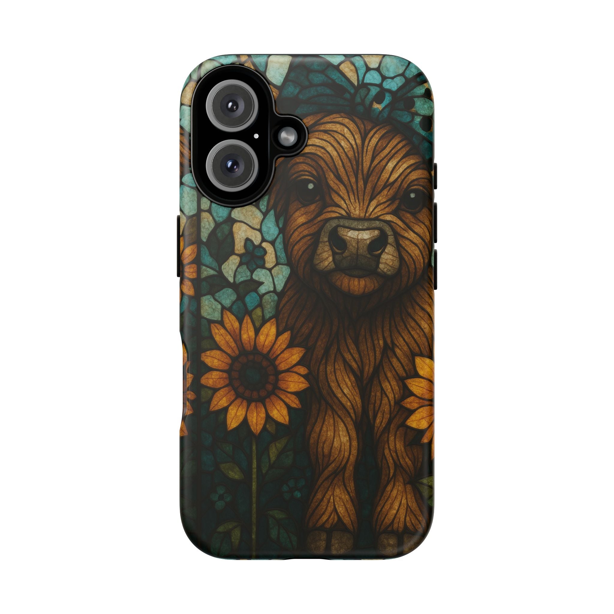 Stained Glass Baby Cow Phone Case – Sunflower Farmhouse Animal Design
