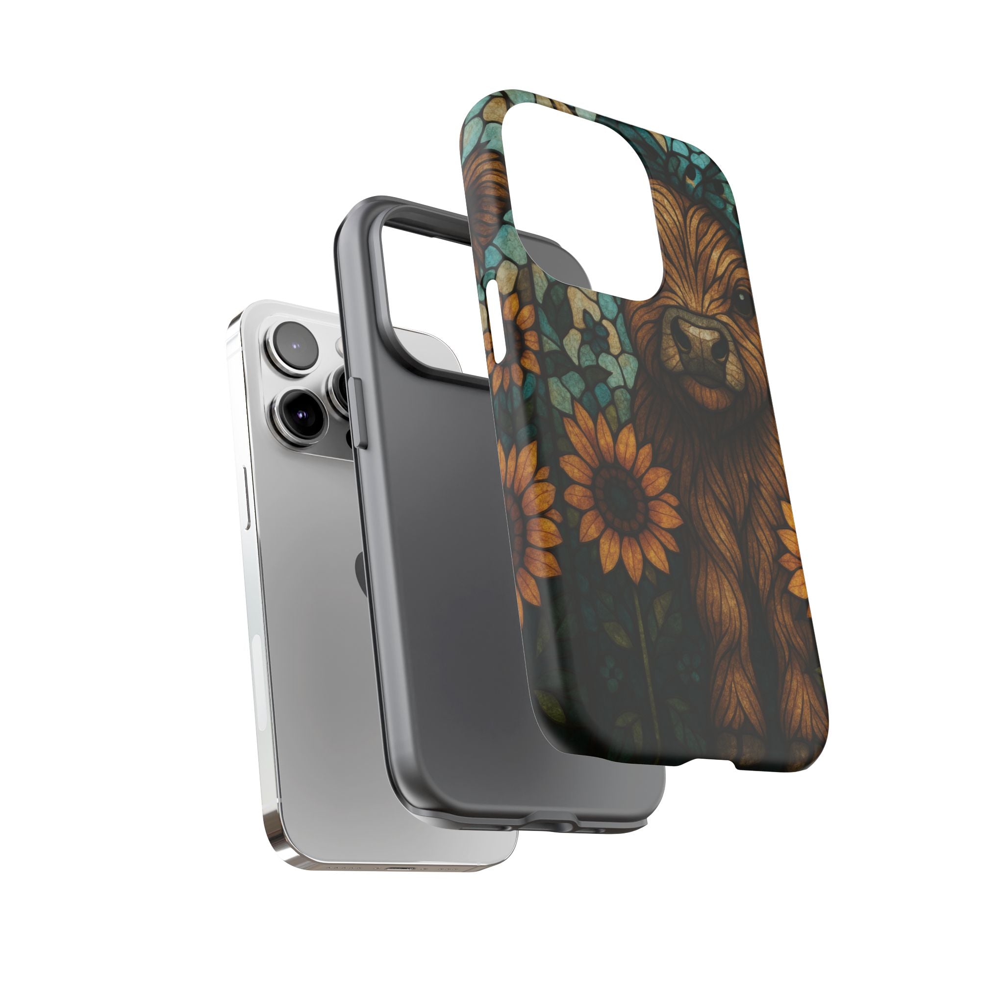 Stained Glass Baby Cow Phone Case – Sunflower Farmhouse Animal Design