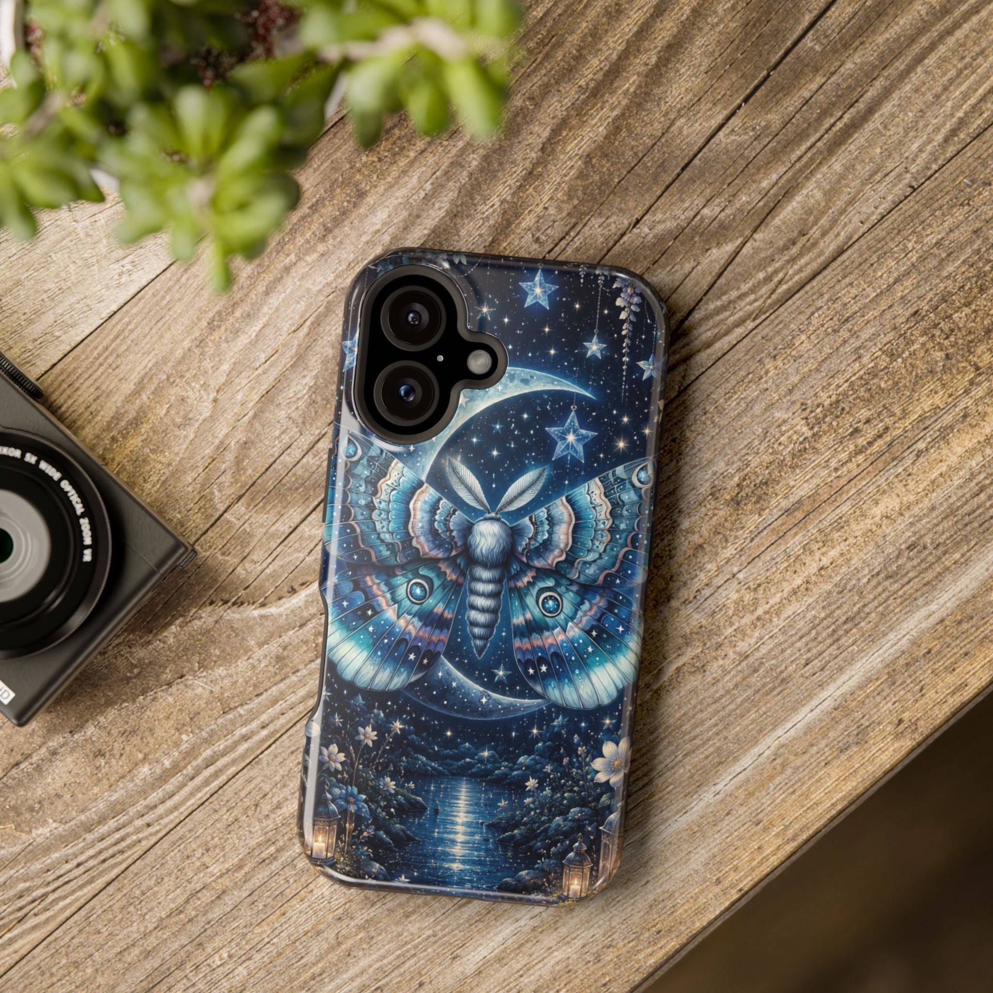 Mystic Moth Moon Phone Case – Night Sky MagSafe-Compatible Cover