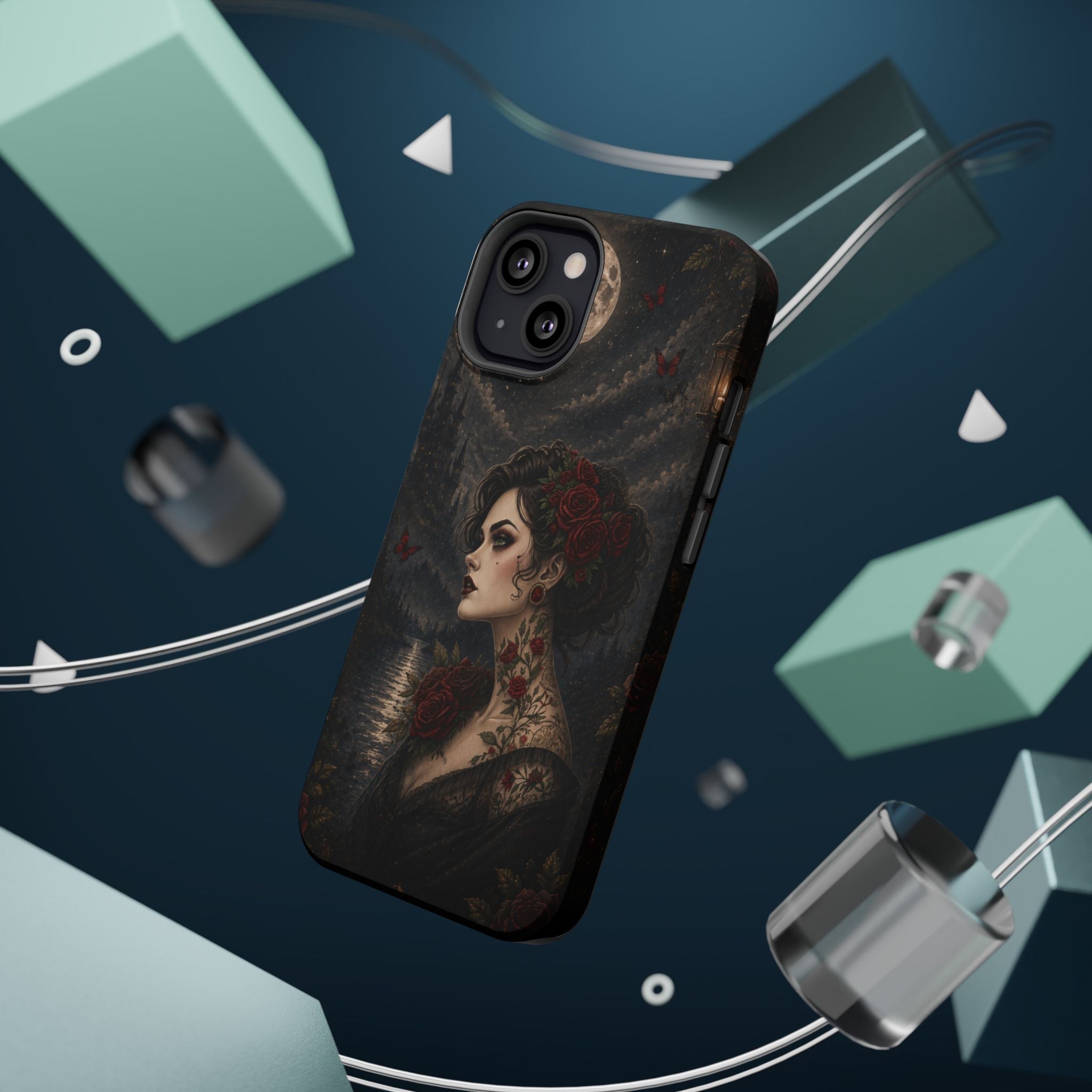 Gothic Rose Portrait Phone Case – Dark Romance MagSafe-Compatible Cover