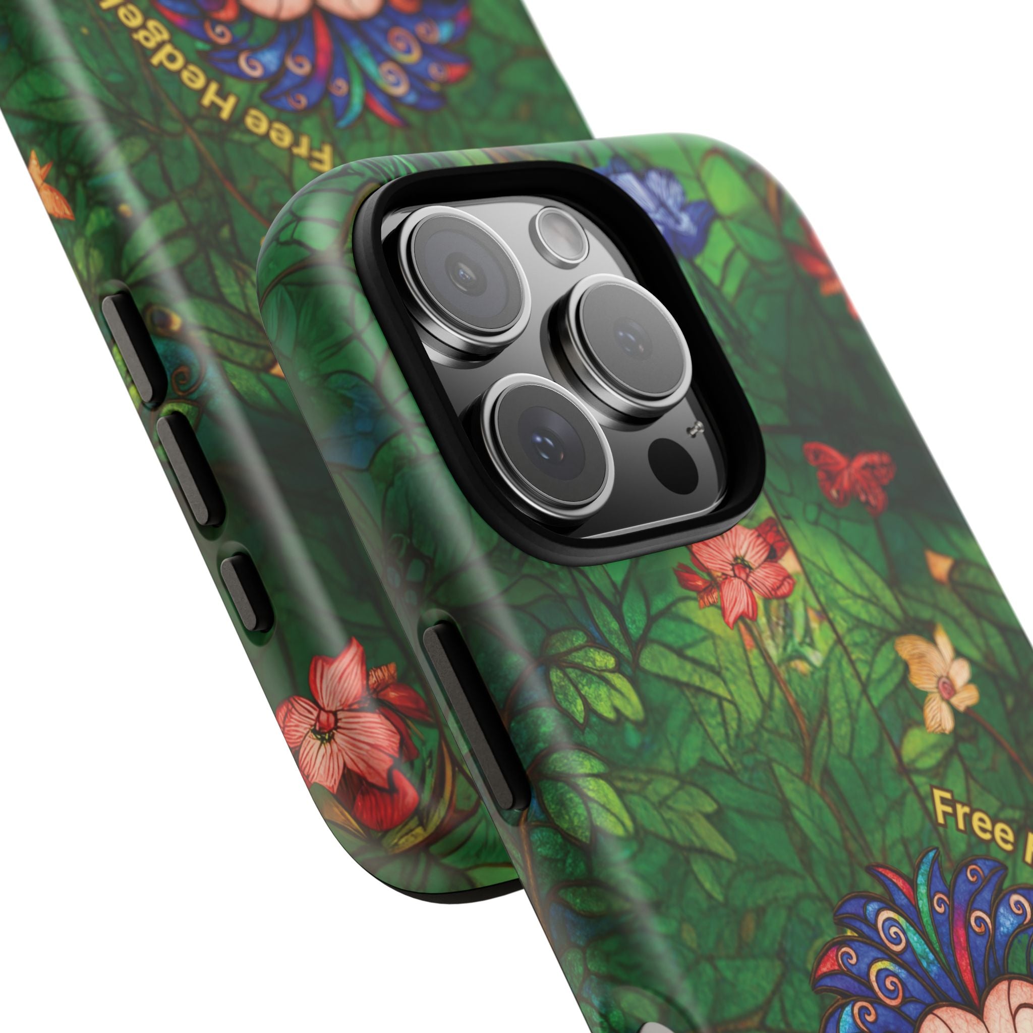 Stained Glass Hedgehog Phone Case – "Free Hedgehugs" Floral Design