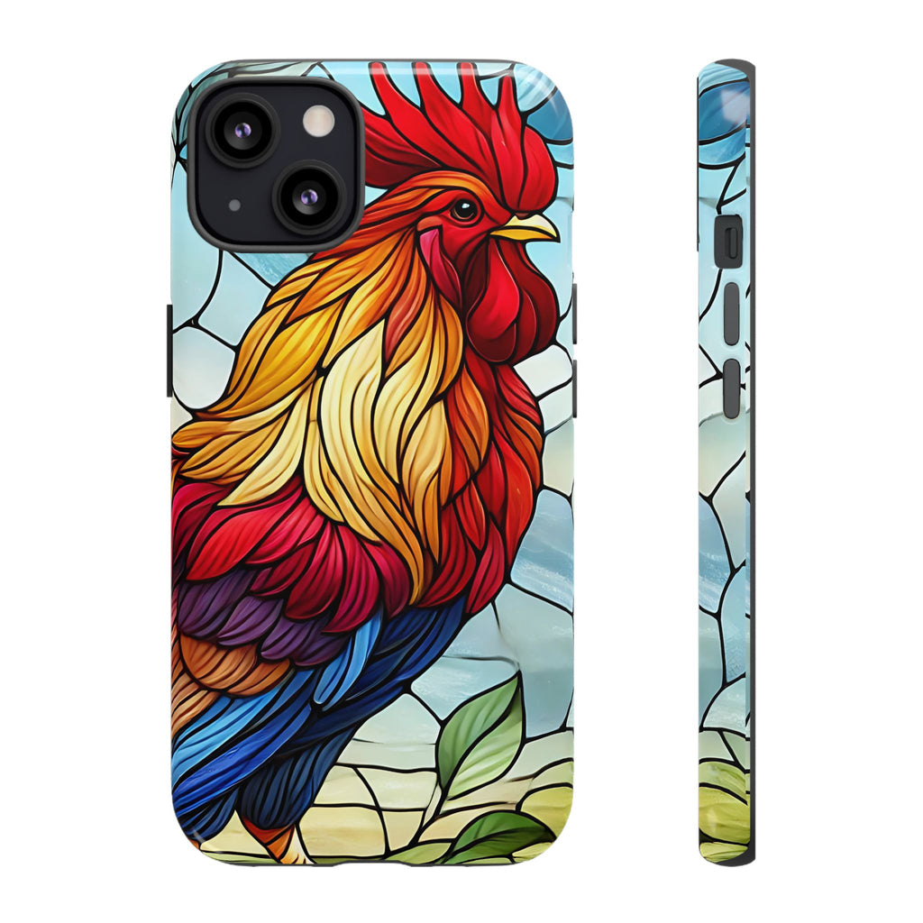 Colorful Stained Glass Rooster Android Case, Tough Protective Phone Cover, Farmhouse Decor Protective Phone Case, Unique Chicken Design