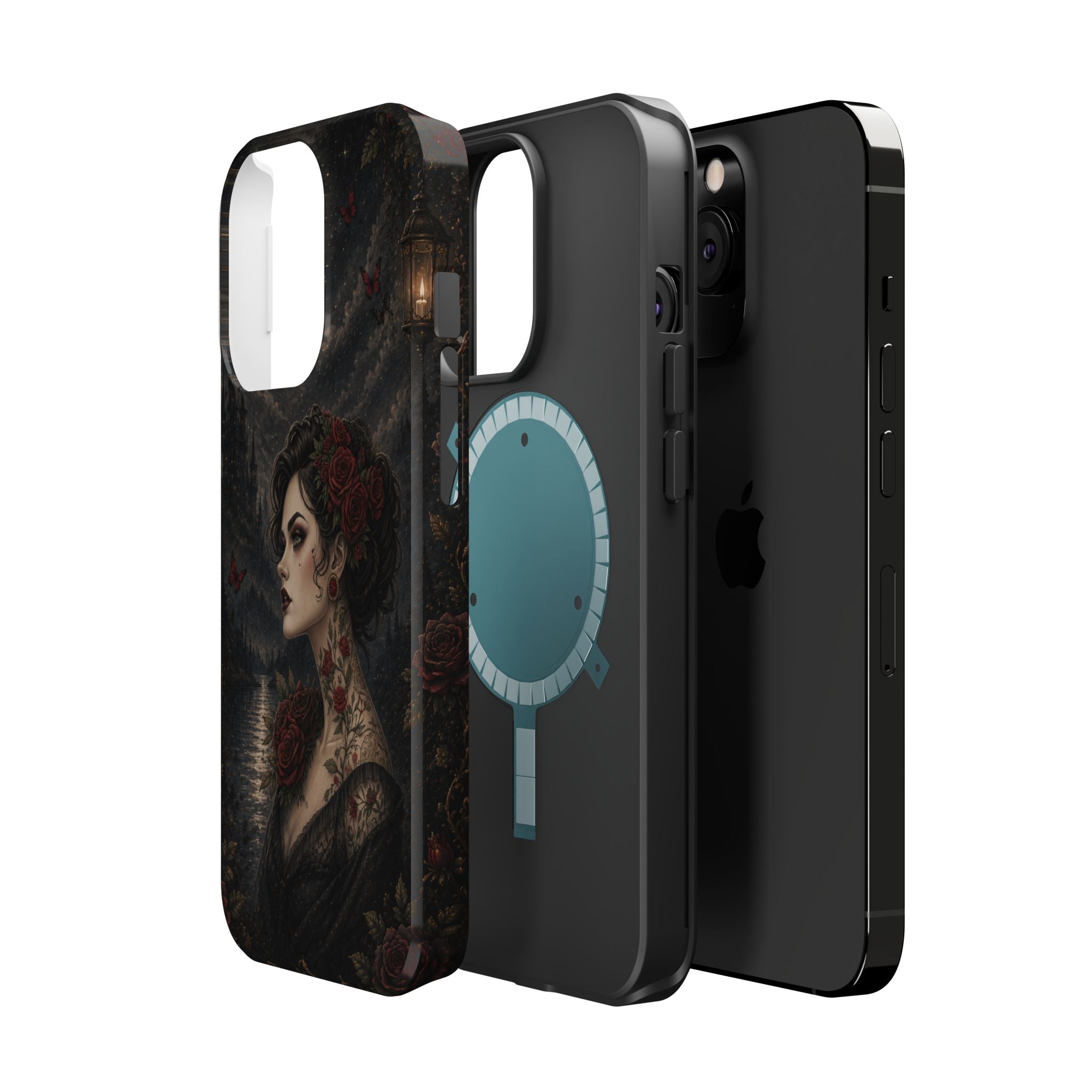 Gothic Rose Portrait Phone Case – Dark Romance MagSafe-Compatible Cover