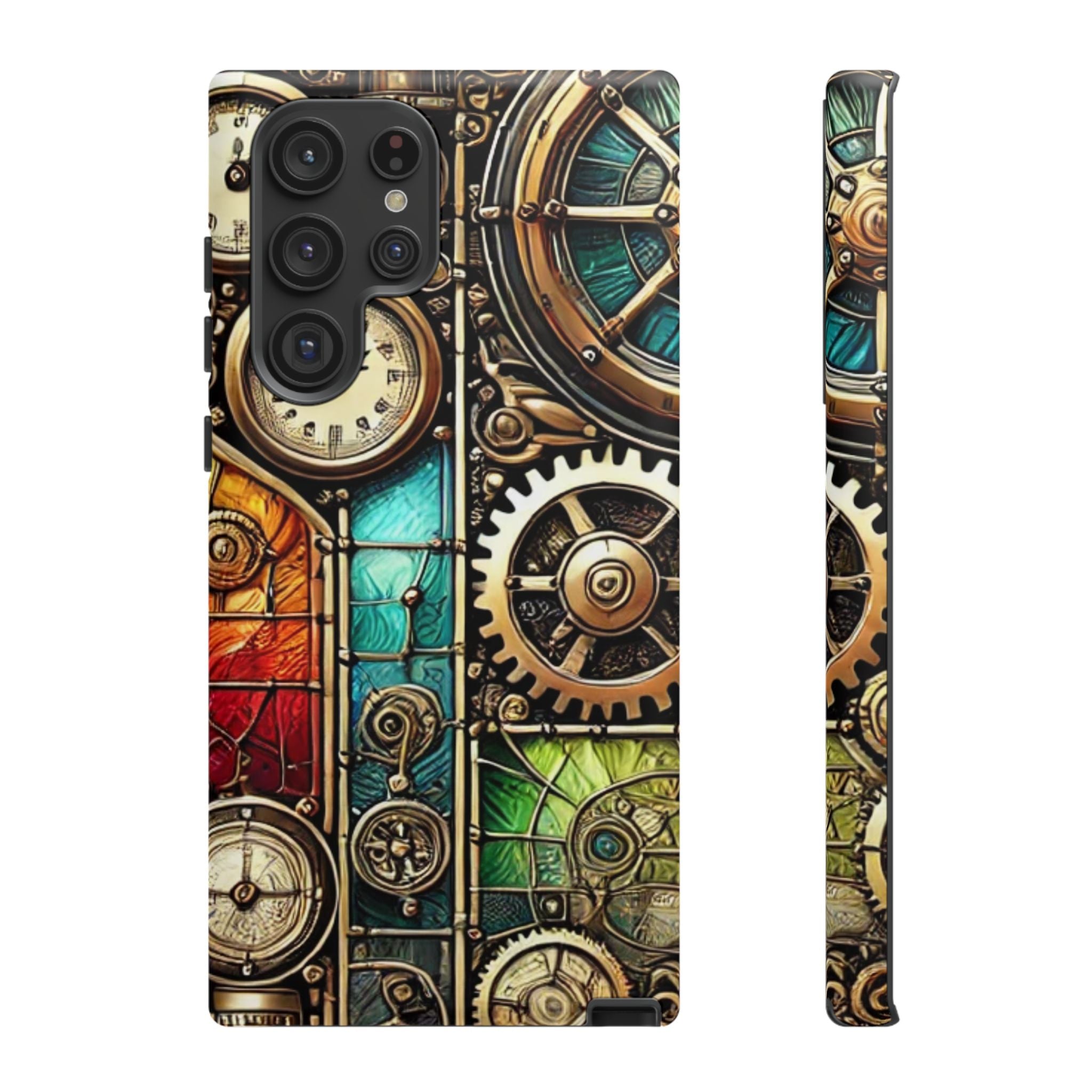 Steampunk Meets Stained Glass Android Case, Artistic Gear Design