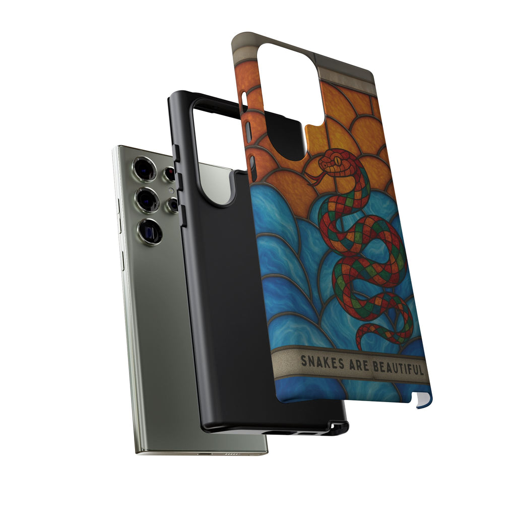 Snakes Are Beautiful Stained Glass Phone Case, Colorful Reptile Design Phone Cover, Nature Lovers Reptile Phone Case, Danger Noodle Case
