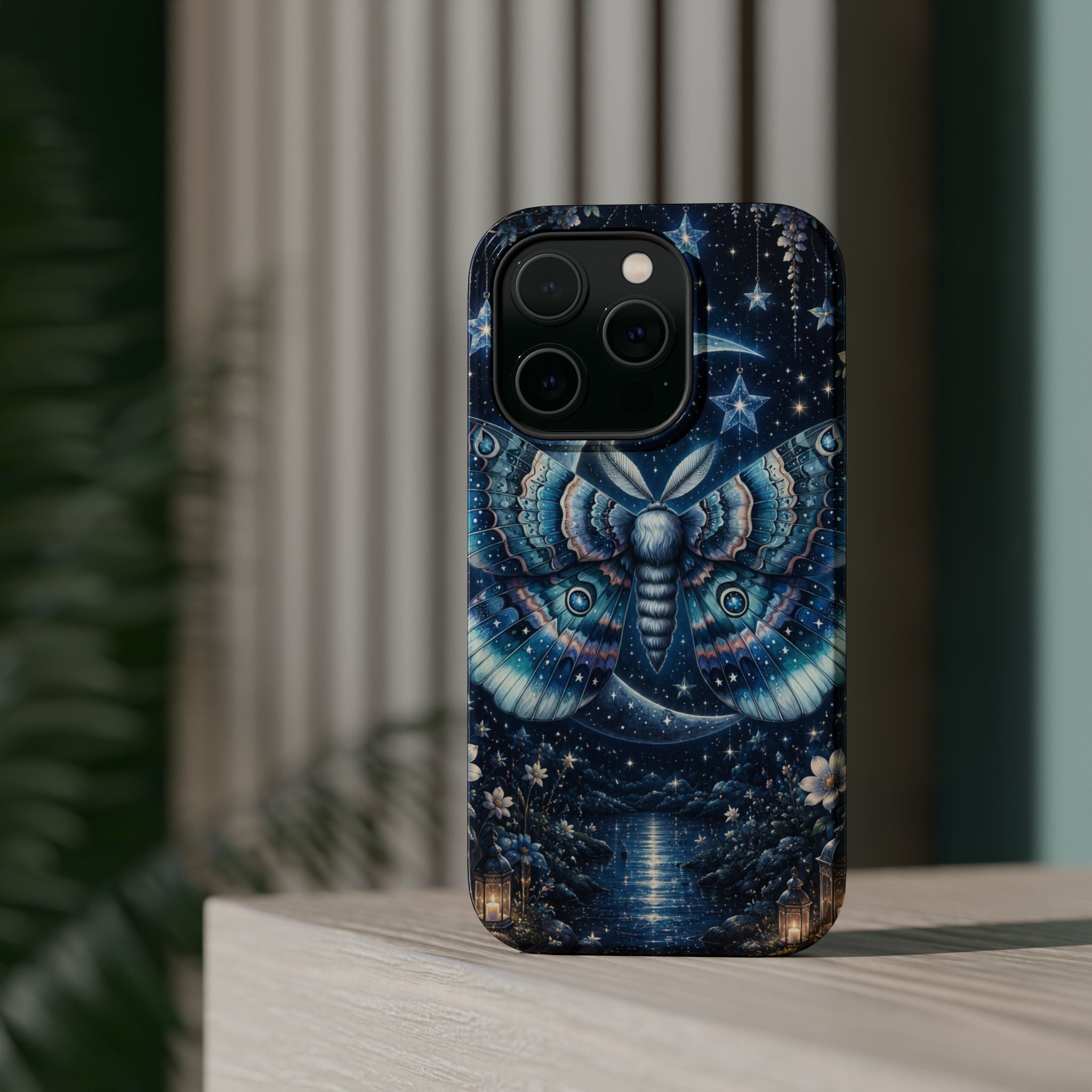 Mystic Moth Moon Phone Case – Night Sky MagSafe-Compatible Cover