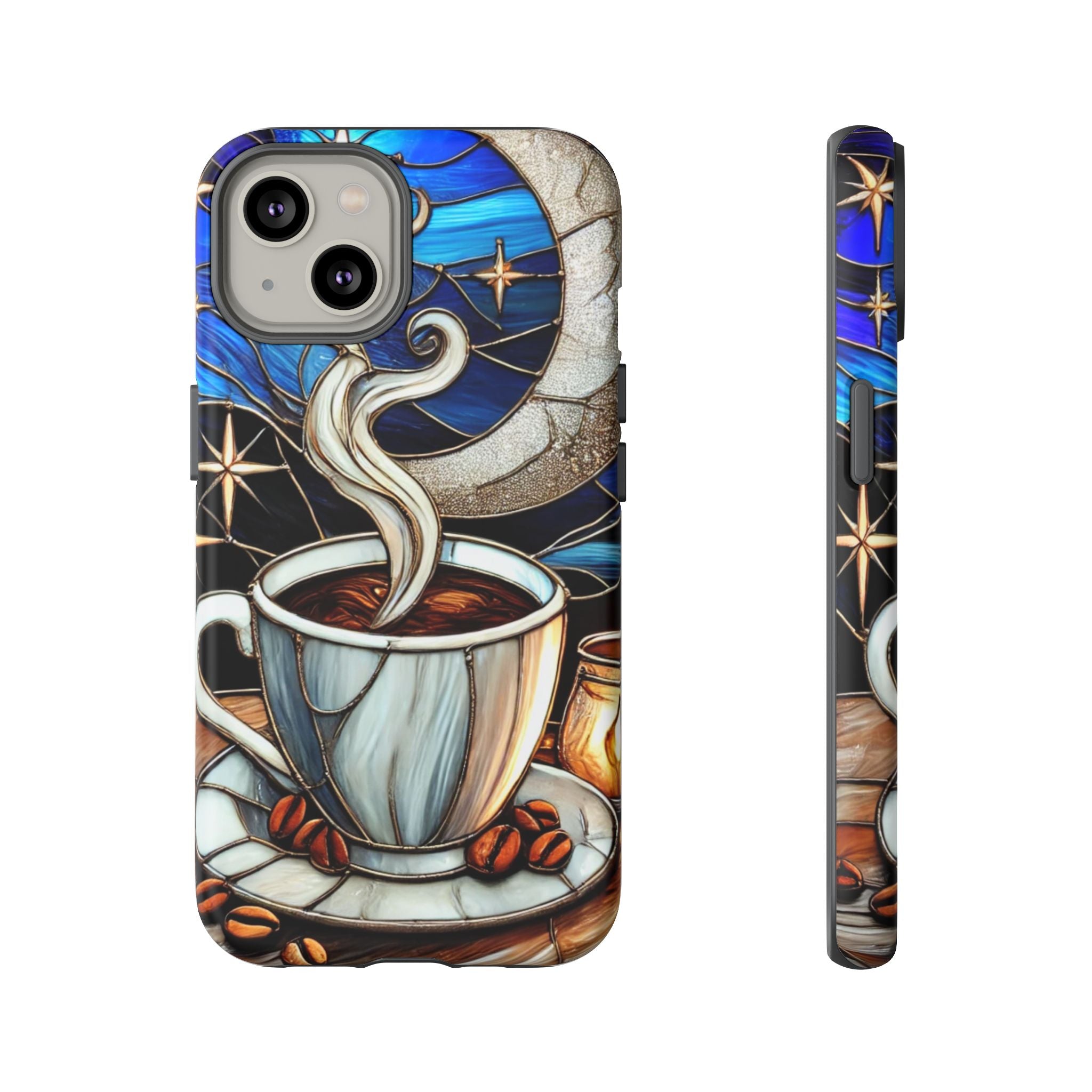 Stained Glass Coffee Phone Case – Cozy Artistic Design for Coffee Lovers
