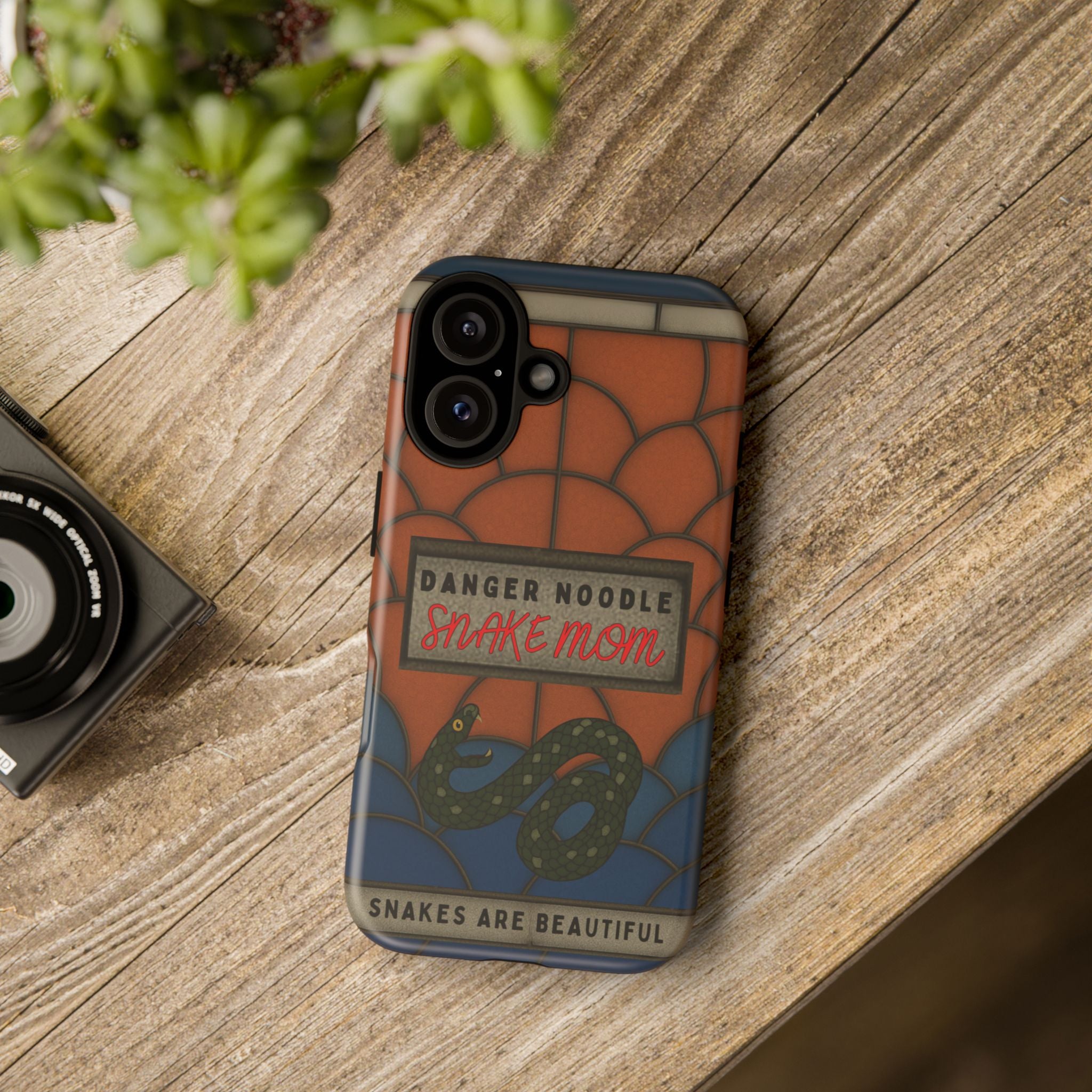 Danger Noodle Snake Mom Phone Case | Snakes Are Beautiful |Stained Glass Snake Art | Funny Snake Lover Gift |  Reptile Mom Phone Cover