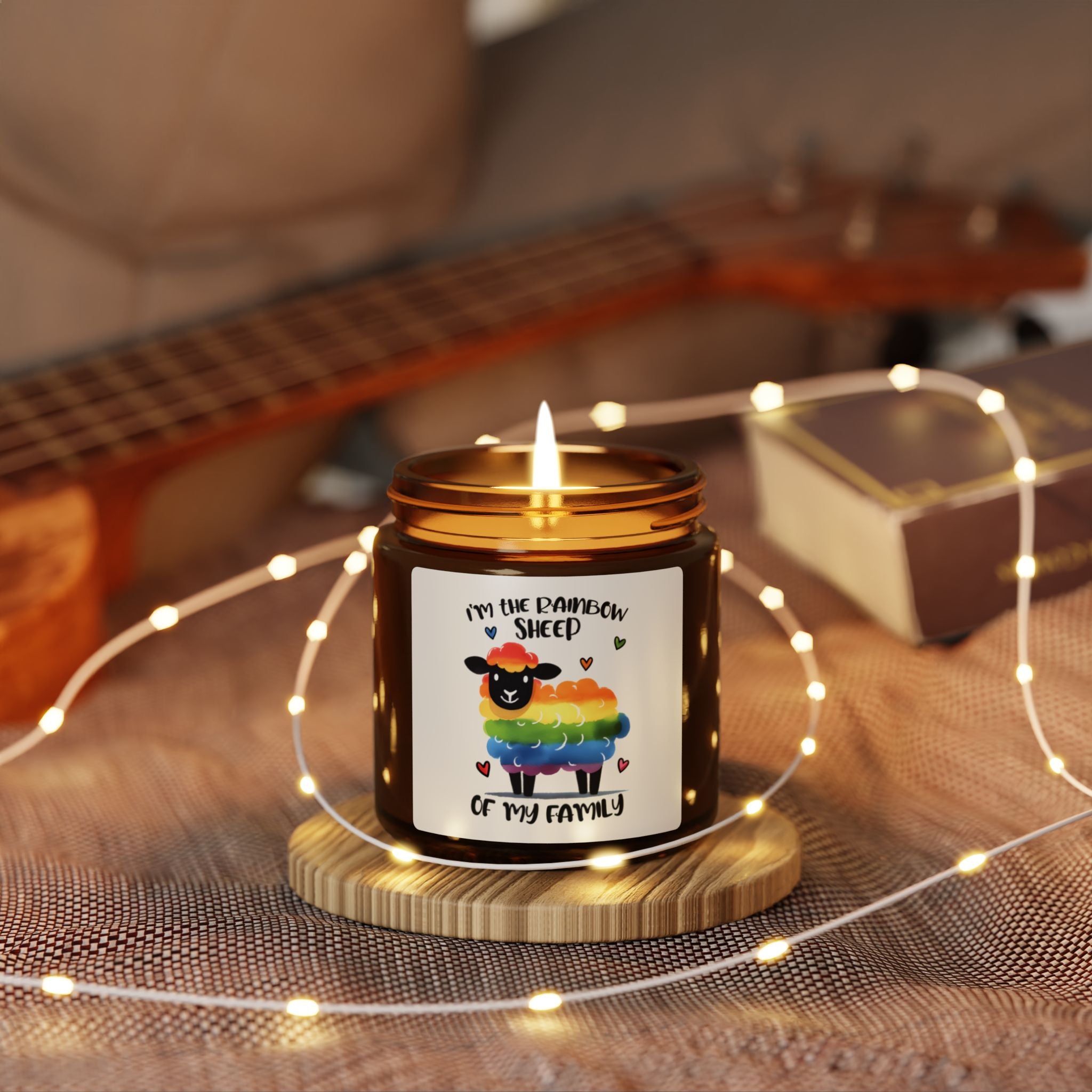 Rainbow Sheep Scented Soy Candle, LGBTQ Inclusive Statement Gift Candle For Friend, Graduation Present from Mom Dad Family Pride Celebration