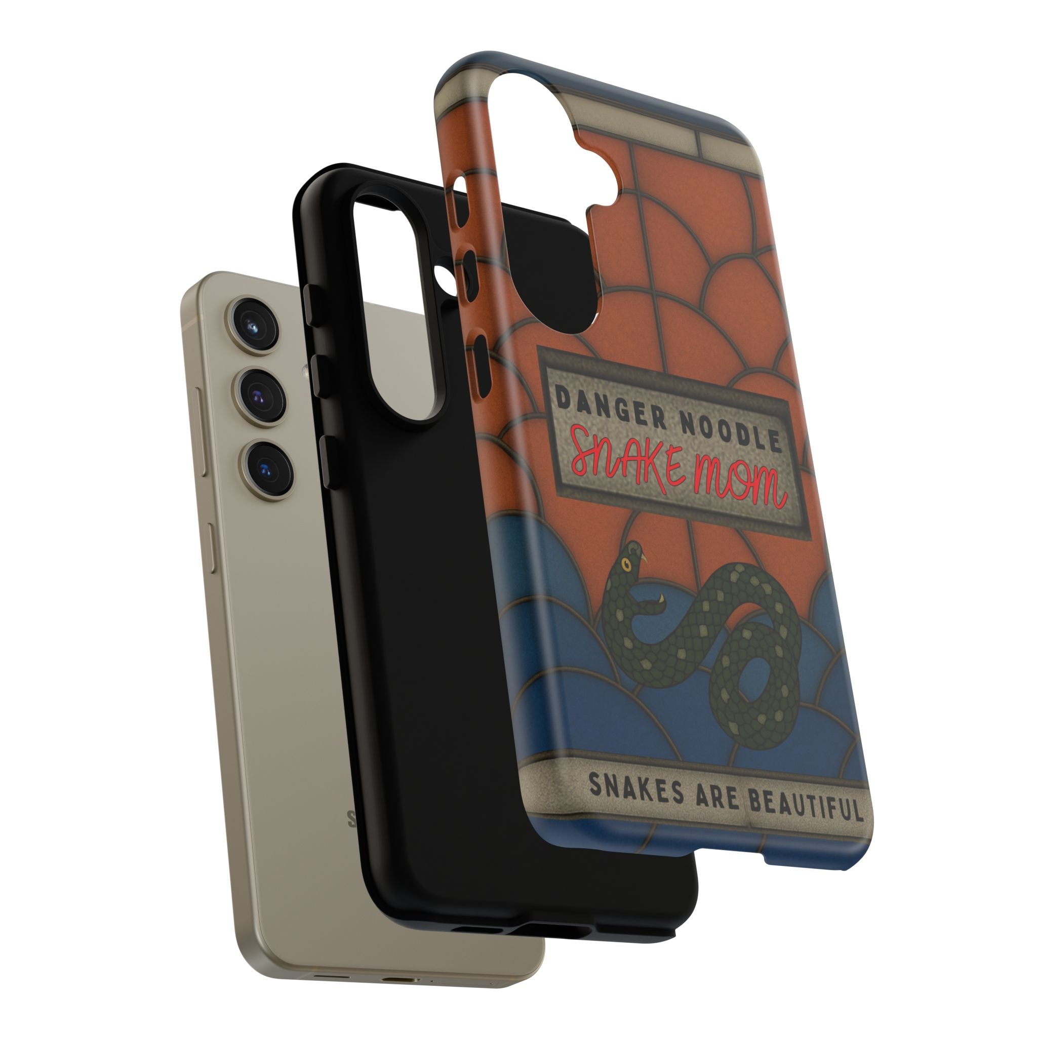 Danger Noodle Snake Mom Phone Case | Snakes Are Beautiful |Stained Glass Snake Art | Funny Snake Lover Gift |  Reptile Mom Phone Cover