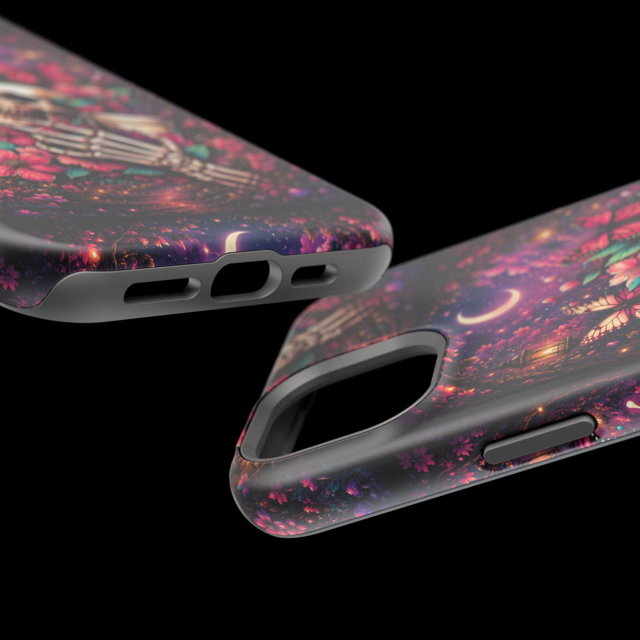 Skull & Butterflies Phone Case – Gothic Floral MagSafe-Compatible Case