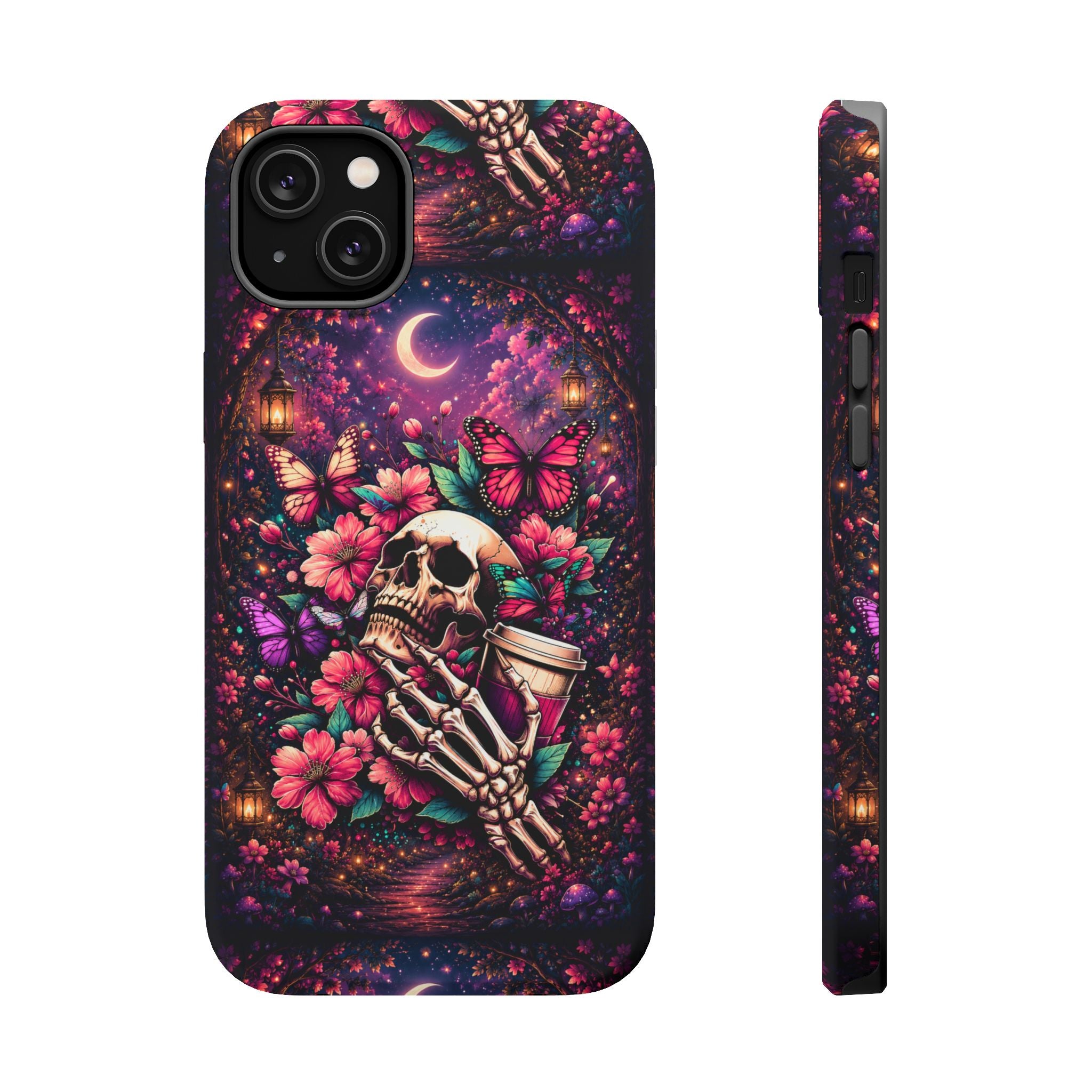 Skull & Butterflies Phone Case – Gothic Floral MagSafe-Compatible Case