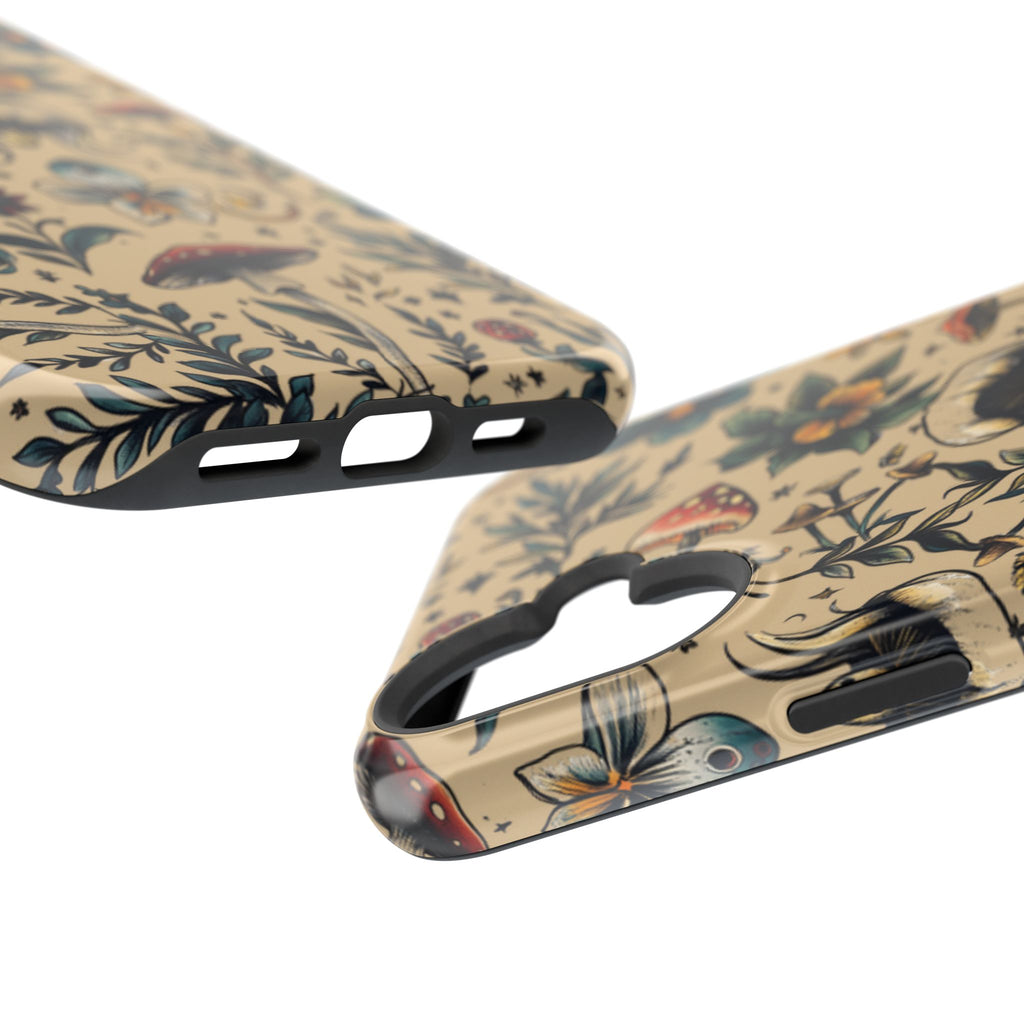 Vintage Botanical Mushroom Phone Case – MagSafe-Compatible Cover