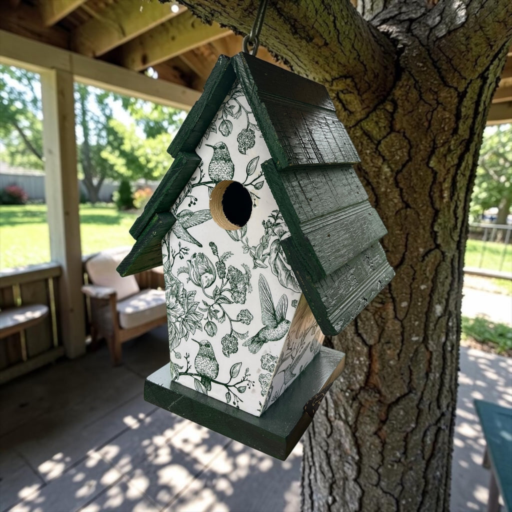 Handmade Classic Blue Wooden Birdhouse