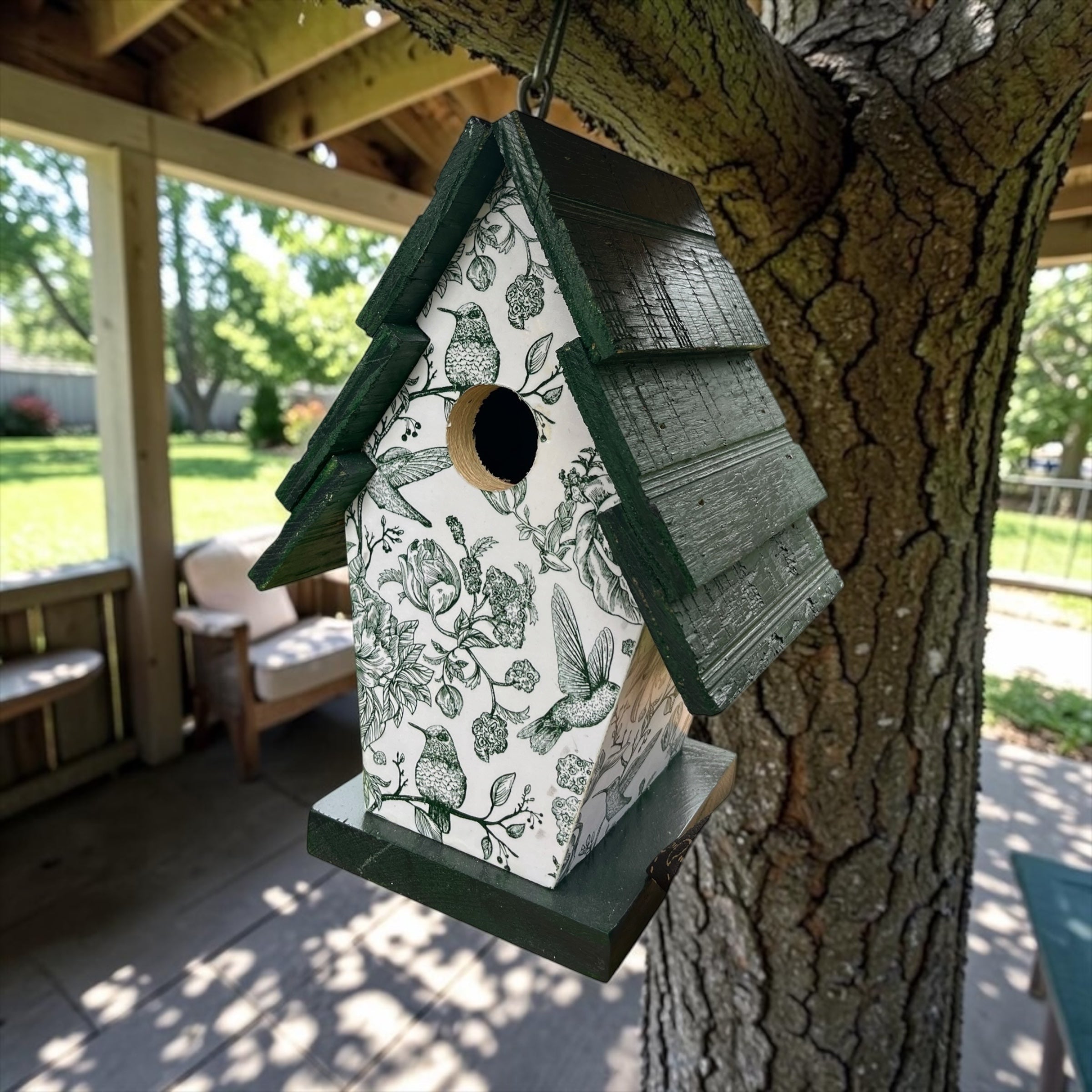 Handmade Classic Green Wooden Birdhouse