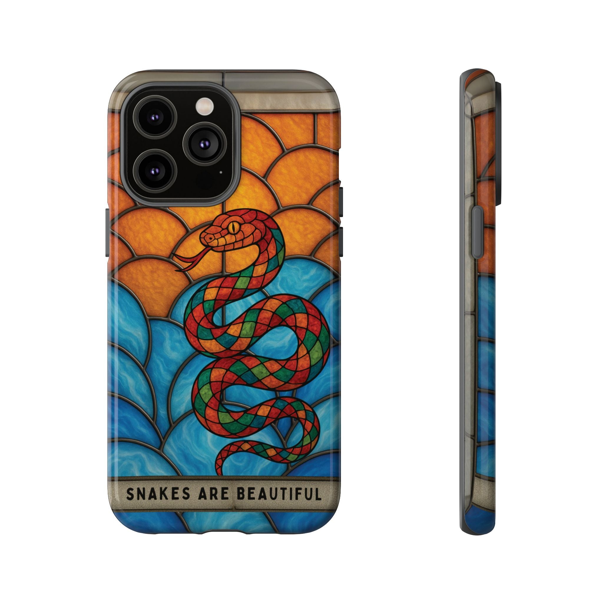 Snakes Are Beautiful Stained Glass Phone Case, Colorful Reptile Design Phone Cover, Nature Lovers Reptile Phone Case, Danger Noodle Case