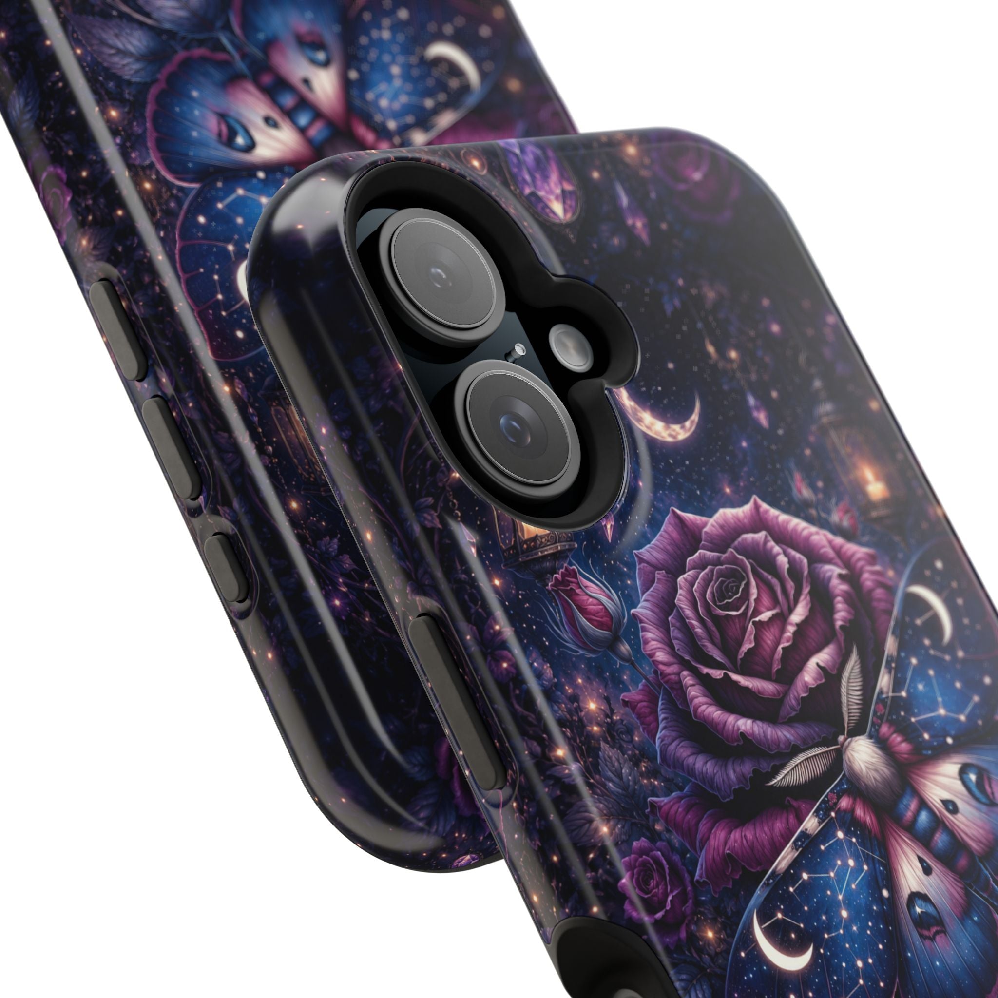 Mystical Rose & Moth Phone Case – Floral MagSafe-Compatible Cover
