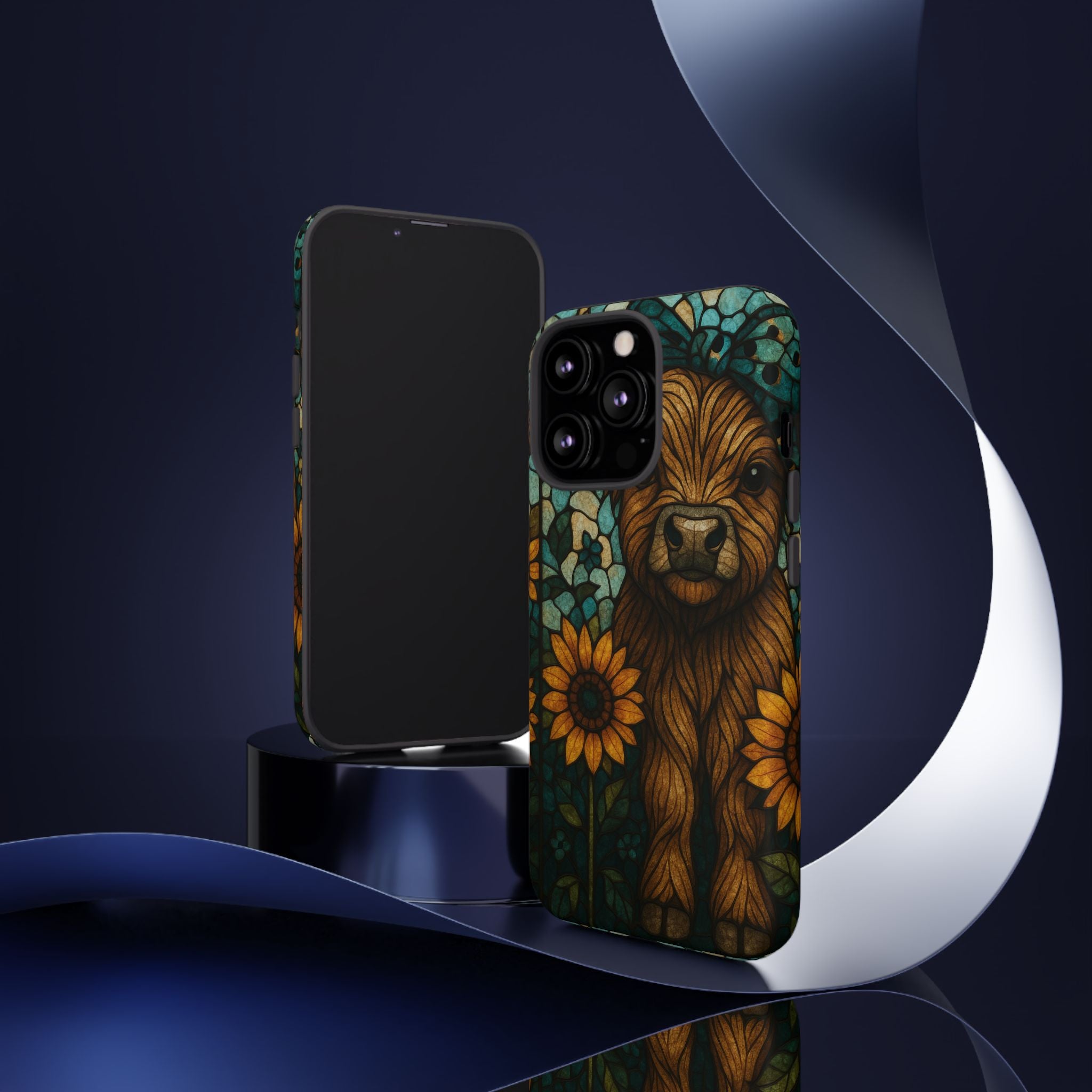 Stained Glass Baby Cow Phone Case – Sunflower Farmhouse Animal Design
