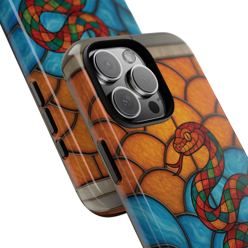 Snakes Are Beautiful Stained Glass Phone Case, Colorful Reptile Design Phone Cover, Nature Lovers Reptile Phone Case, Danger Noodle Case