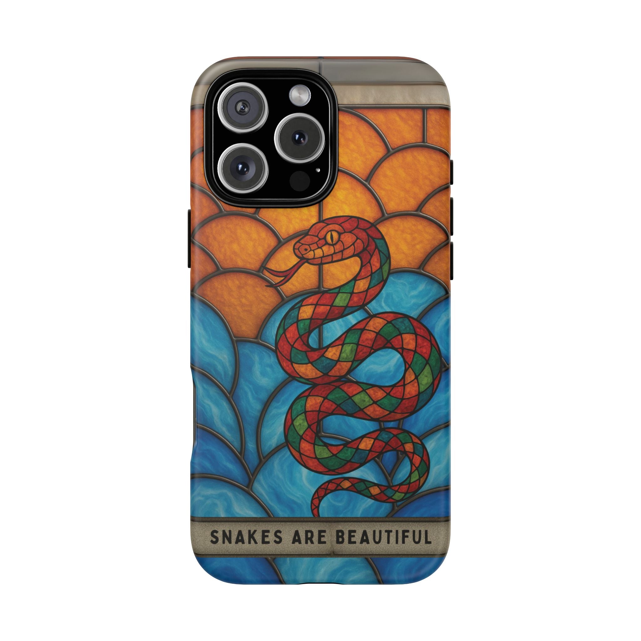 Snakes Are Beautiful Stained Glass Phone Case, Colorful Reptile Design Phone Cover, Nature Lovers Reptile Phone Case, Danger Noodle Case