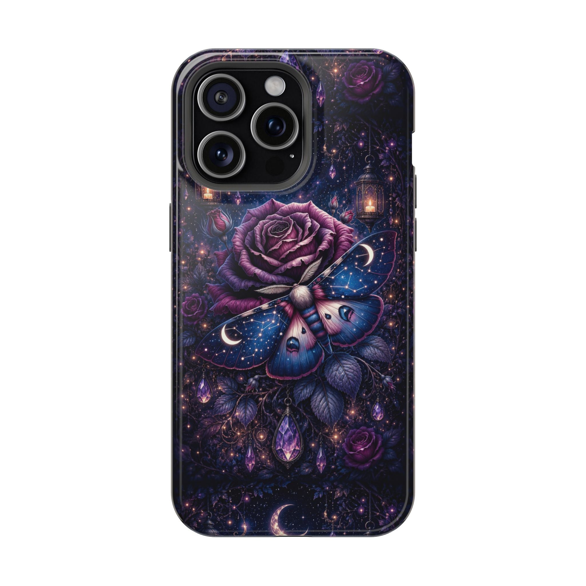 Mystical Rose & Moth Phone Case – Floral MagSafe-Compatible Cover