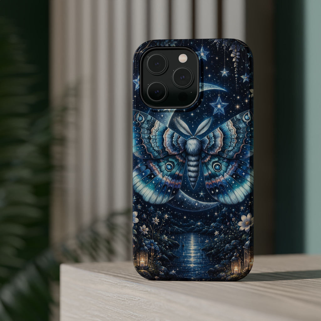 Mystic Moth Moon Phone Case – Night Sky MagSafe-Compatible Cover
