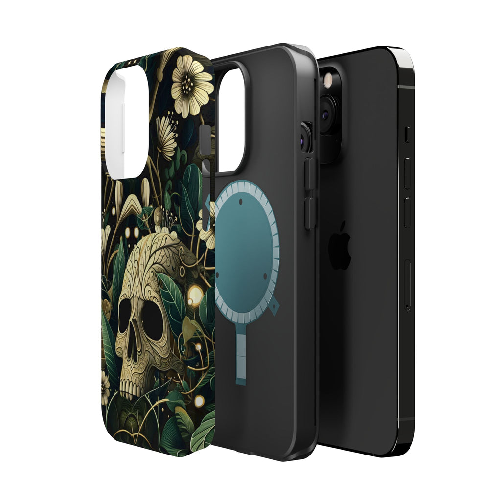 Floral Skull Phone Case – Botanical Gothic MagSafe-Compatible Cover