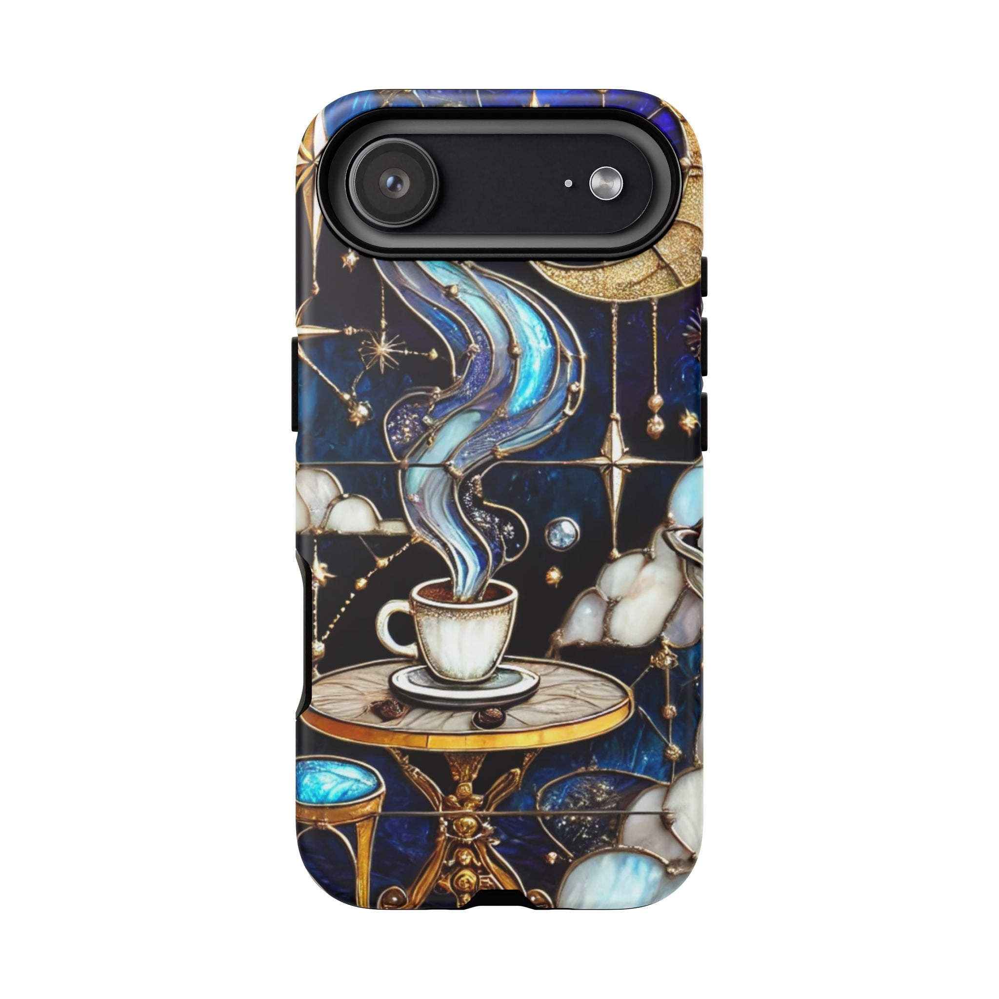 Celestial Stained Glass Coffee iPhone Case – Shockproof 3D Wrap