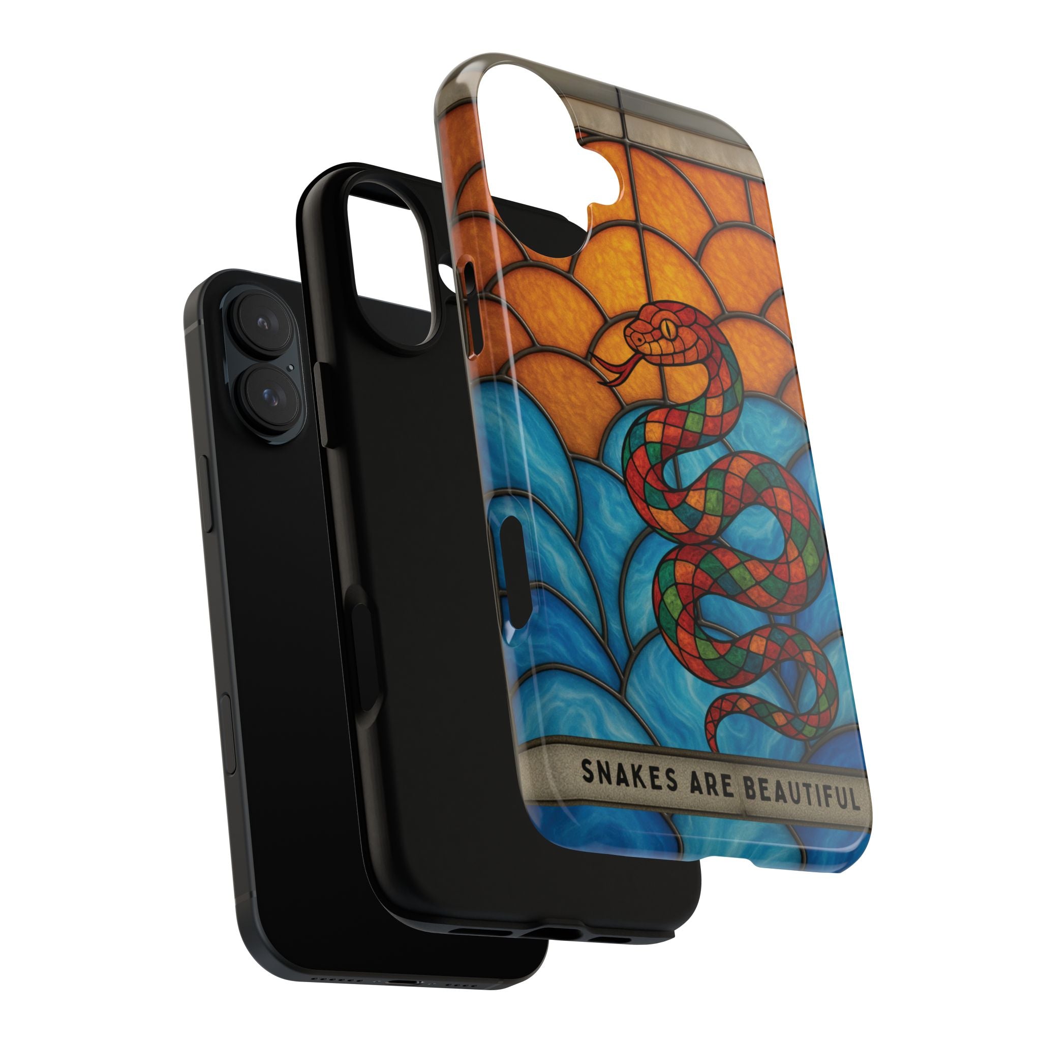 Snakes Are Beautiful Stained Glass Phone Case, Colorful Reptile Design Phone Cover, Nature Lovers Reptile Phone Case, Danger Noodle Case