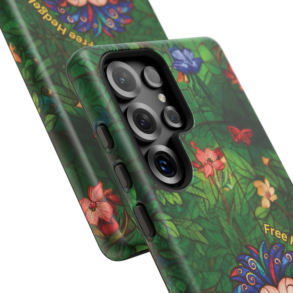 Stained Glass Hedgehog Phone Case – "Free Hedgehugs" Floral Design