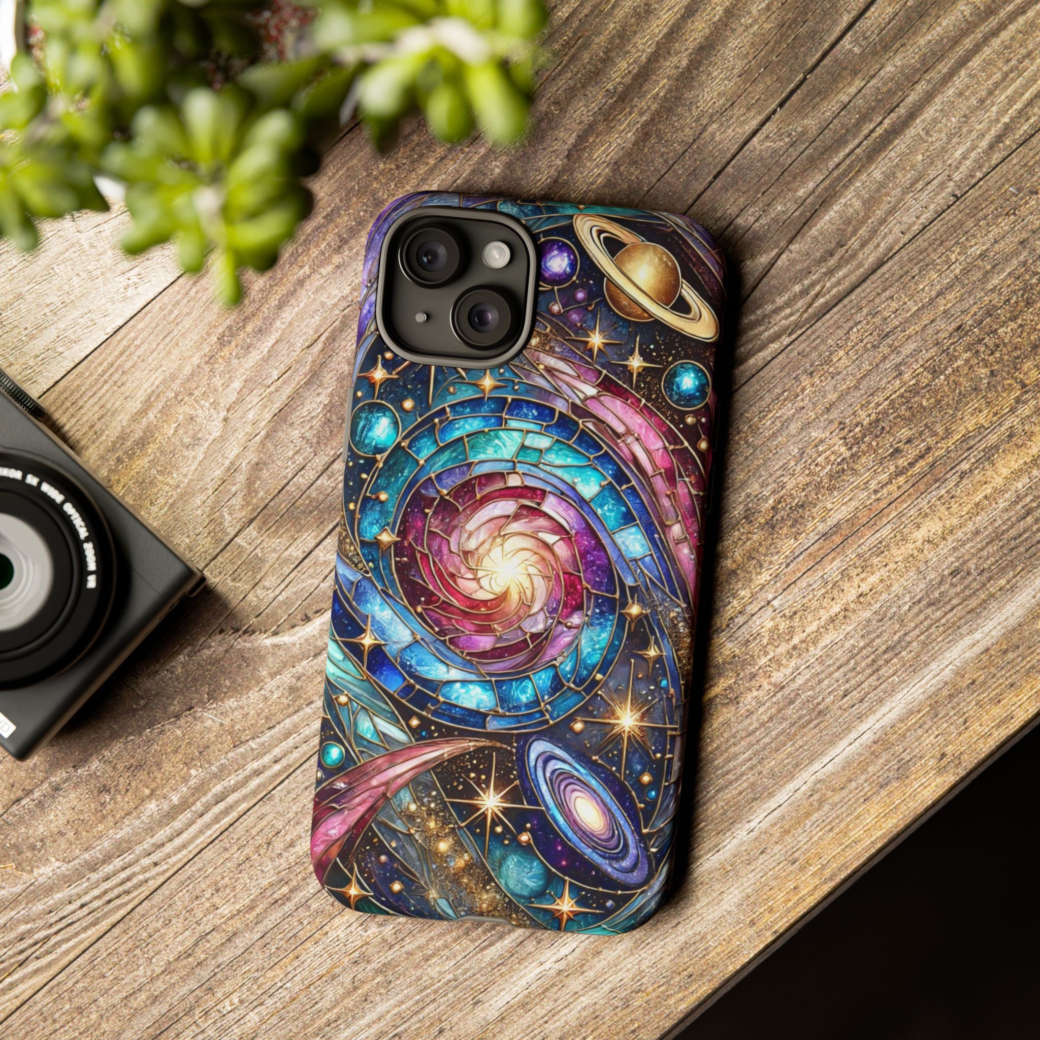 Galaxy Swirl Stained Glass Phone Case – Cosmic Celestial Cover