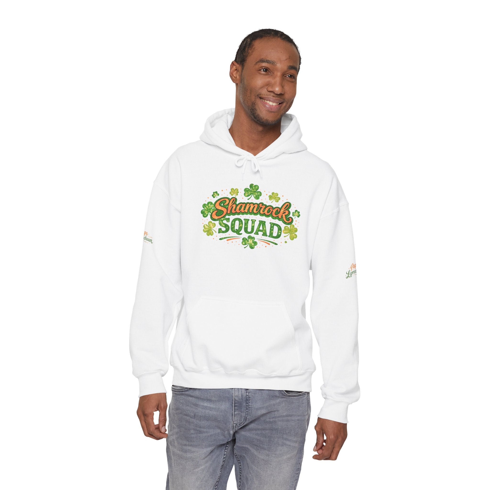 Papa Leprechaun Shamrock Squad Hoodie — St. Patrick’s Day Green Clover Sweatshirt