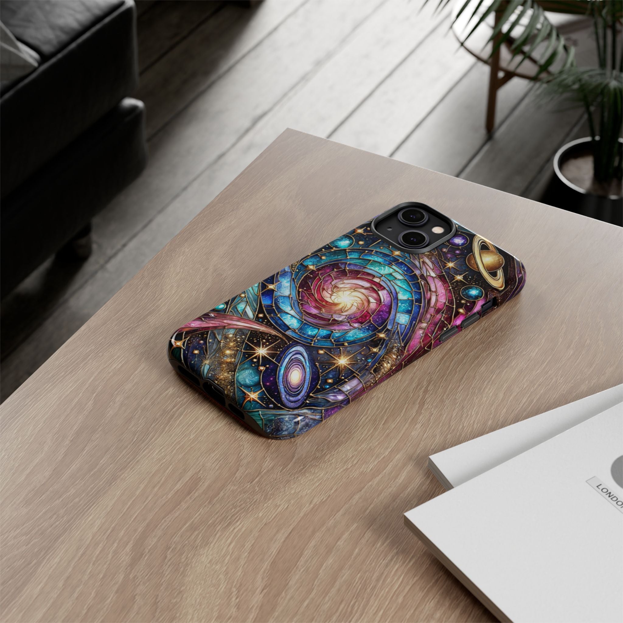 Galaxy Swirl Stained Glass Phone Case – Cosmic Celestial Cover