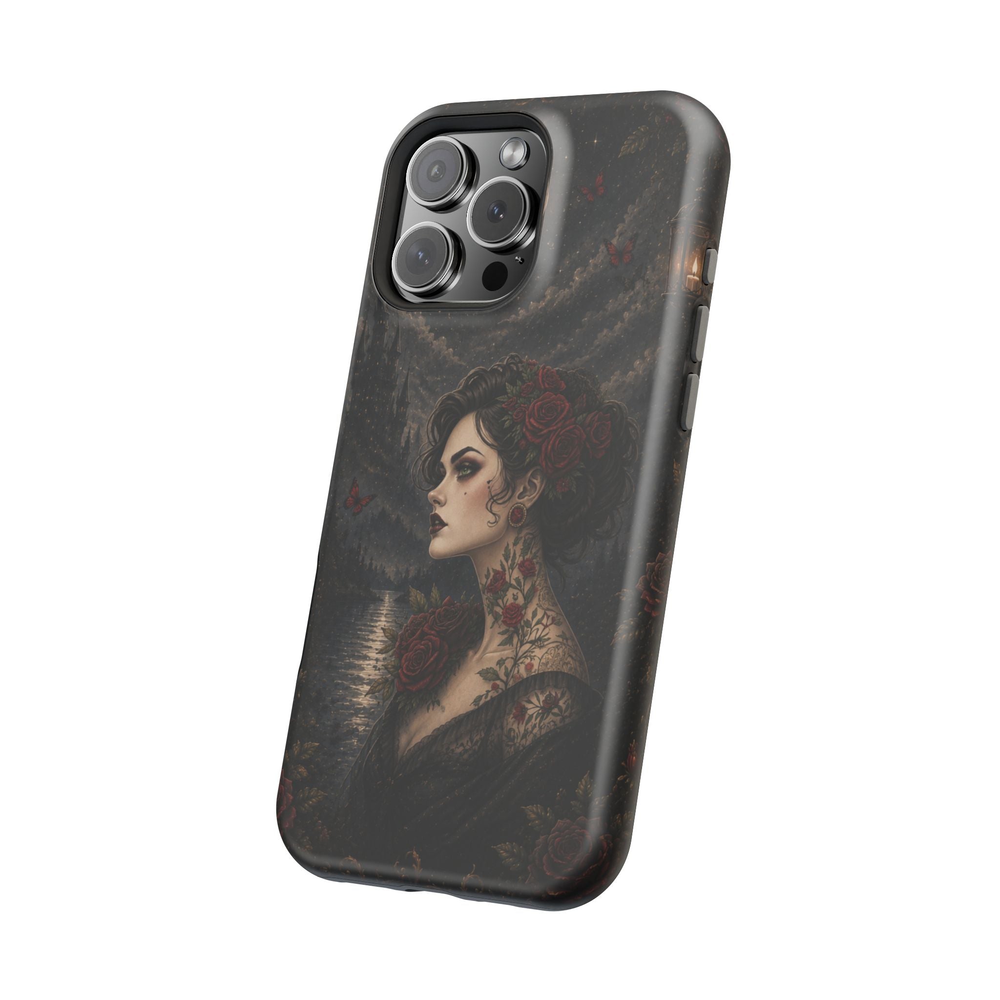 Gothic Rose Portrait Phone Case – Dark Romance MagSafe-Compatible Cover