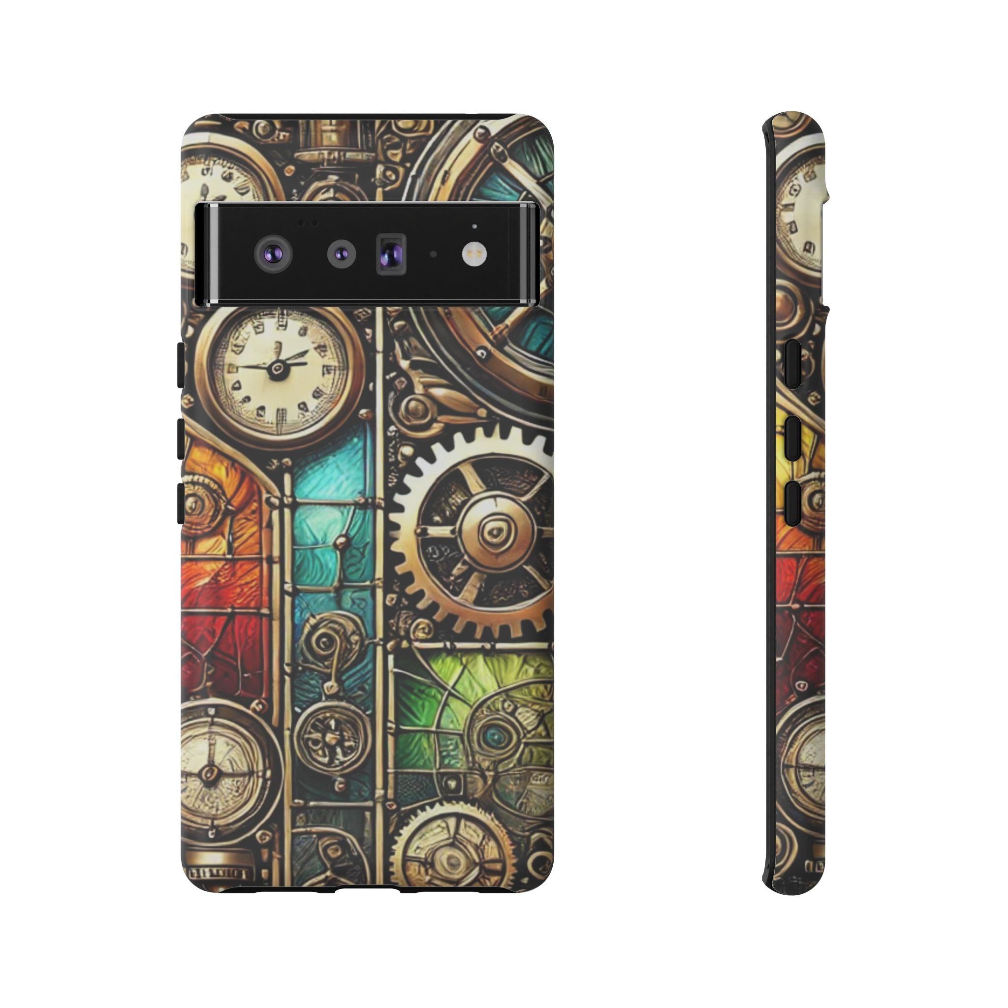 Steampunk Meets Stained Glass Android Case, Artistic Gear Design