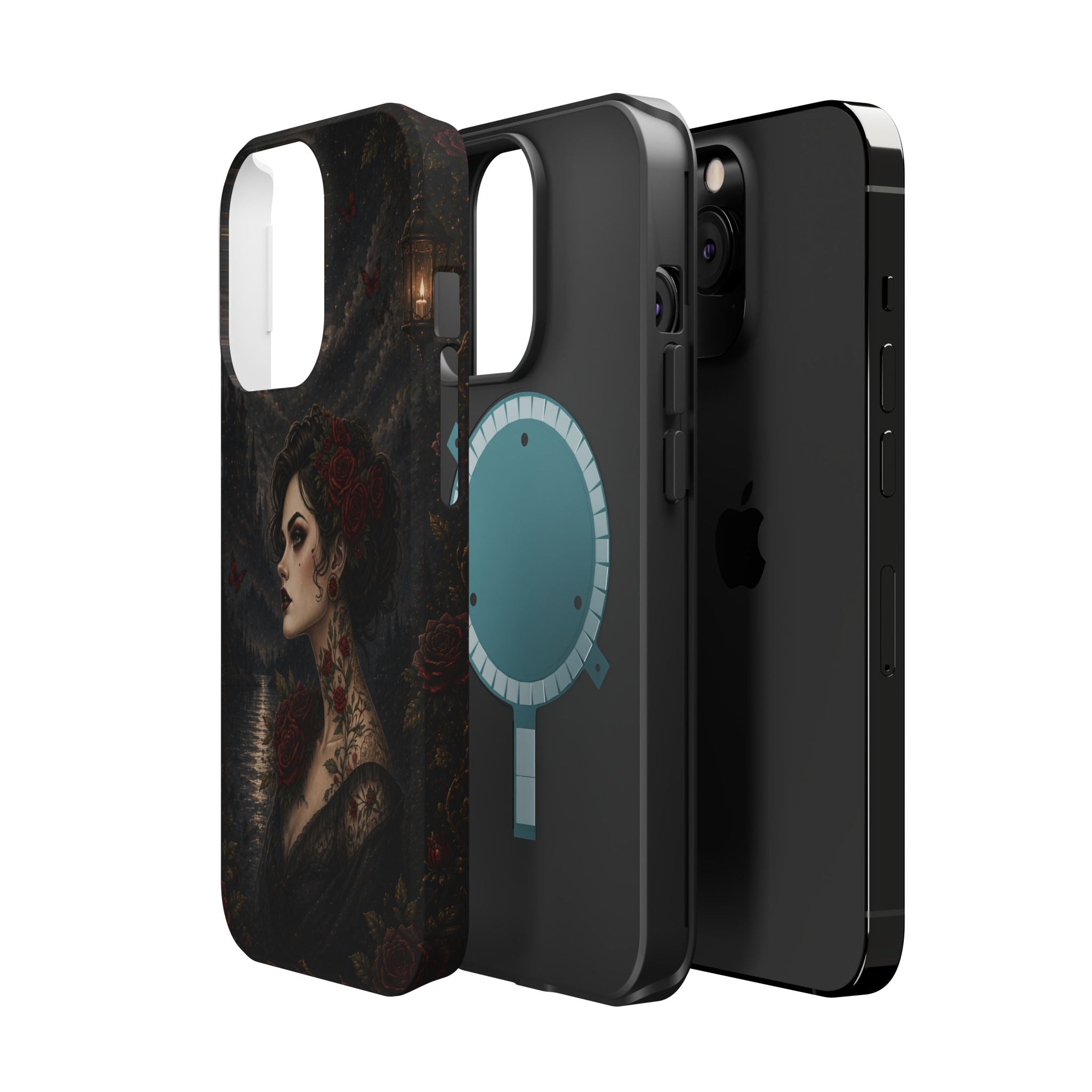 Gothic Rose Portrait Phone Case – Dark Romance MagSafe-Compatible Cover