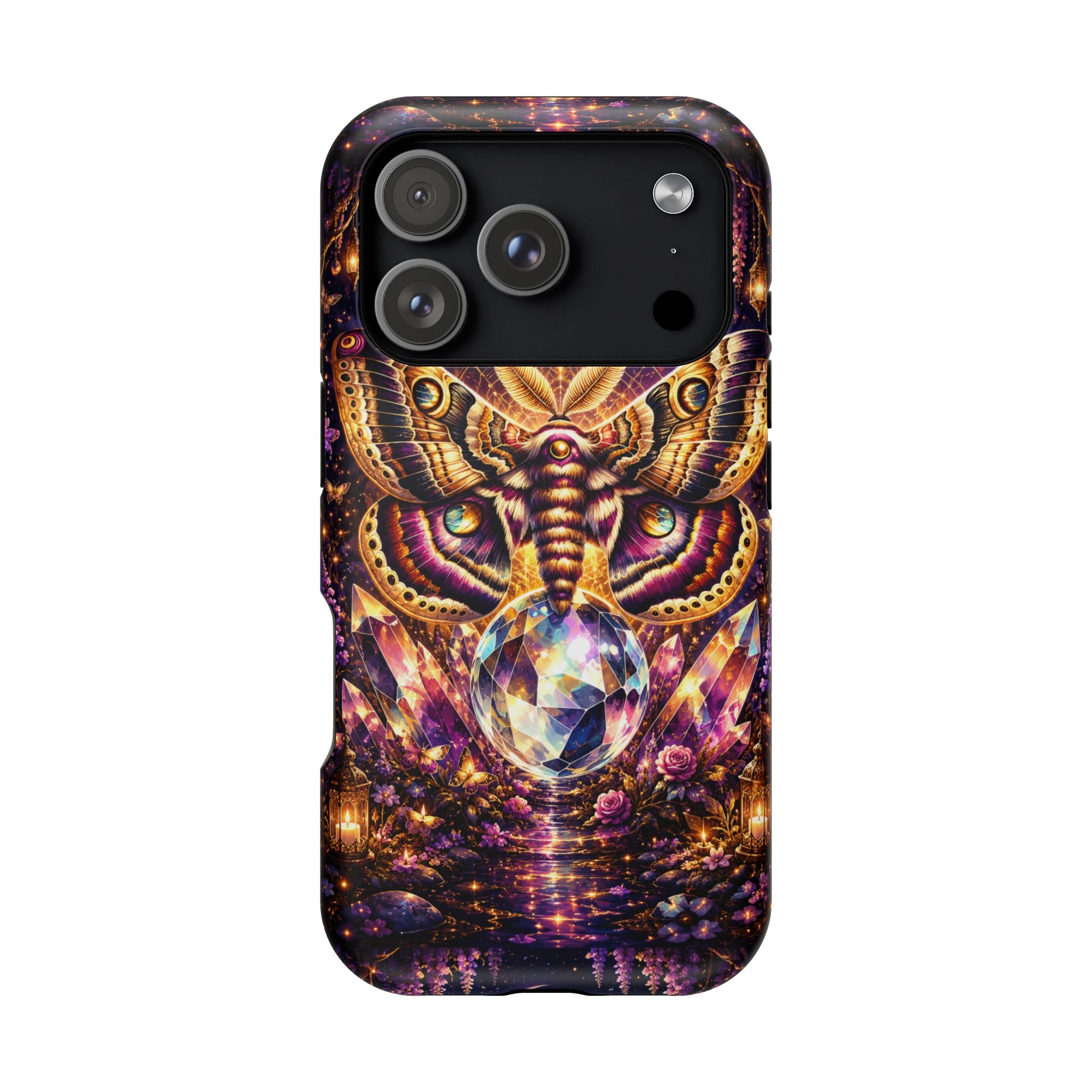 Mystic Moth Crystal Phone Case – Jewel-Toned MagSafe-Compatible Cover