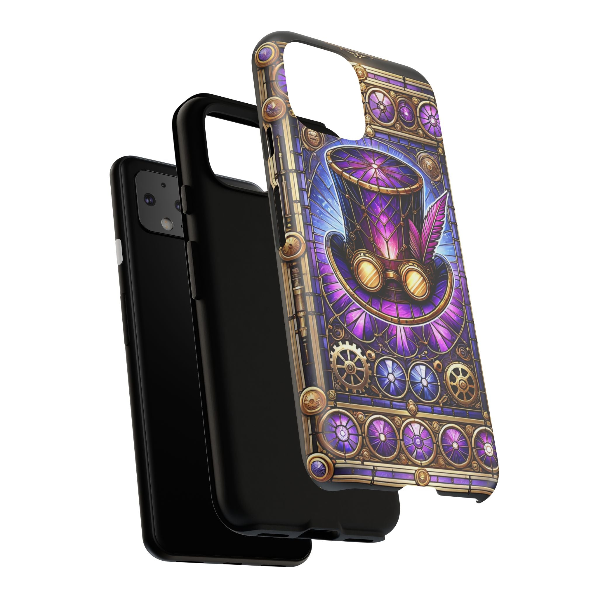 Stained Glass Steampunk Android Phone Case – 3D Full-Wrap Protective Cover with TPU Liner