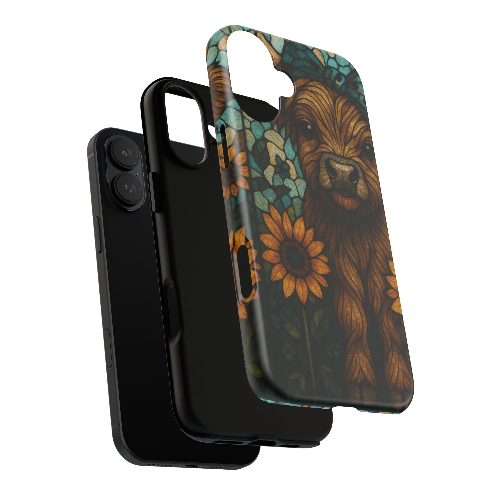Stained Glass Baby Cow Phone Case – Sunflower Farmhouse Animal Design
