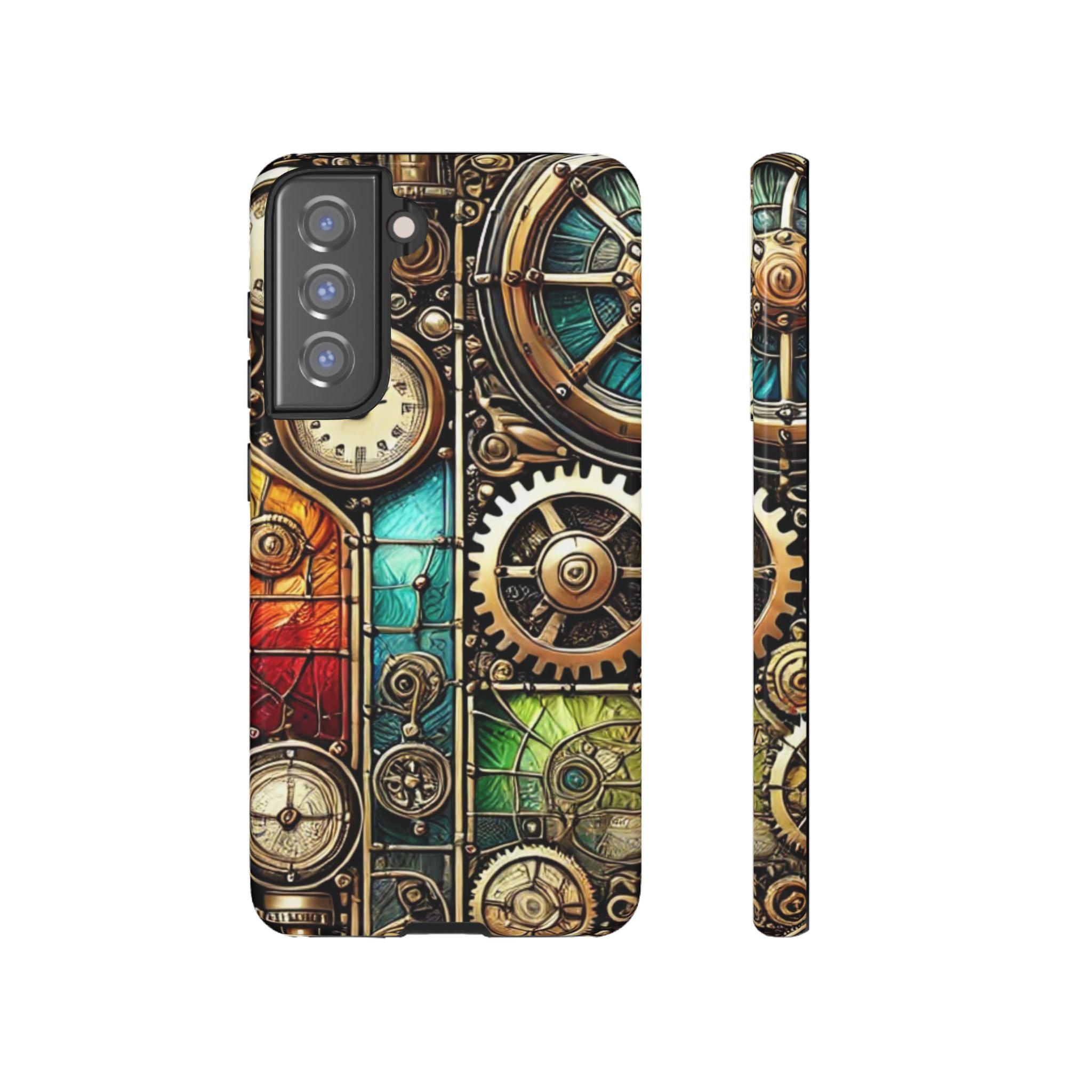 Steampunk Meets Stained Glass Android Case, Artistic Gear Design