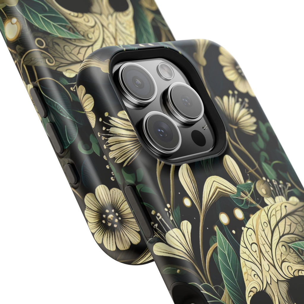 Floral Skull Phone Case – Botanical Gothic MagSafe-Compatible Cover