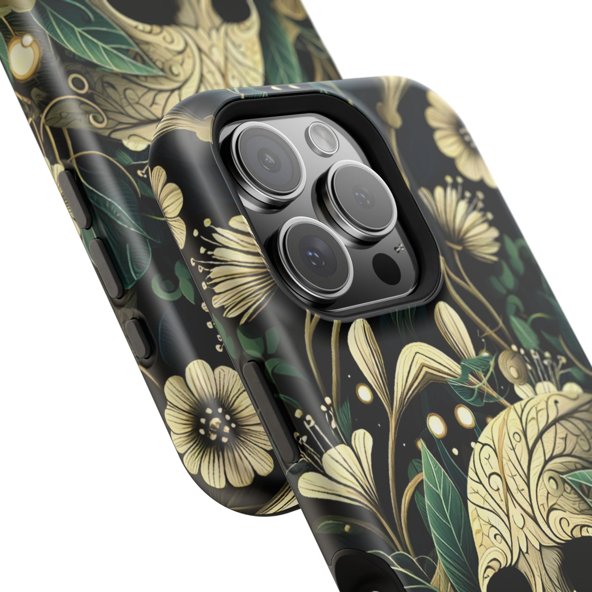 Floral Skull Phone Case – Botanical Gothic MagSafe-Compatible Cover