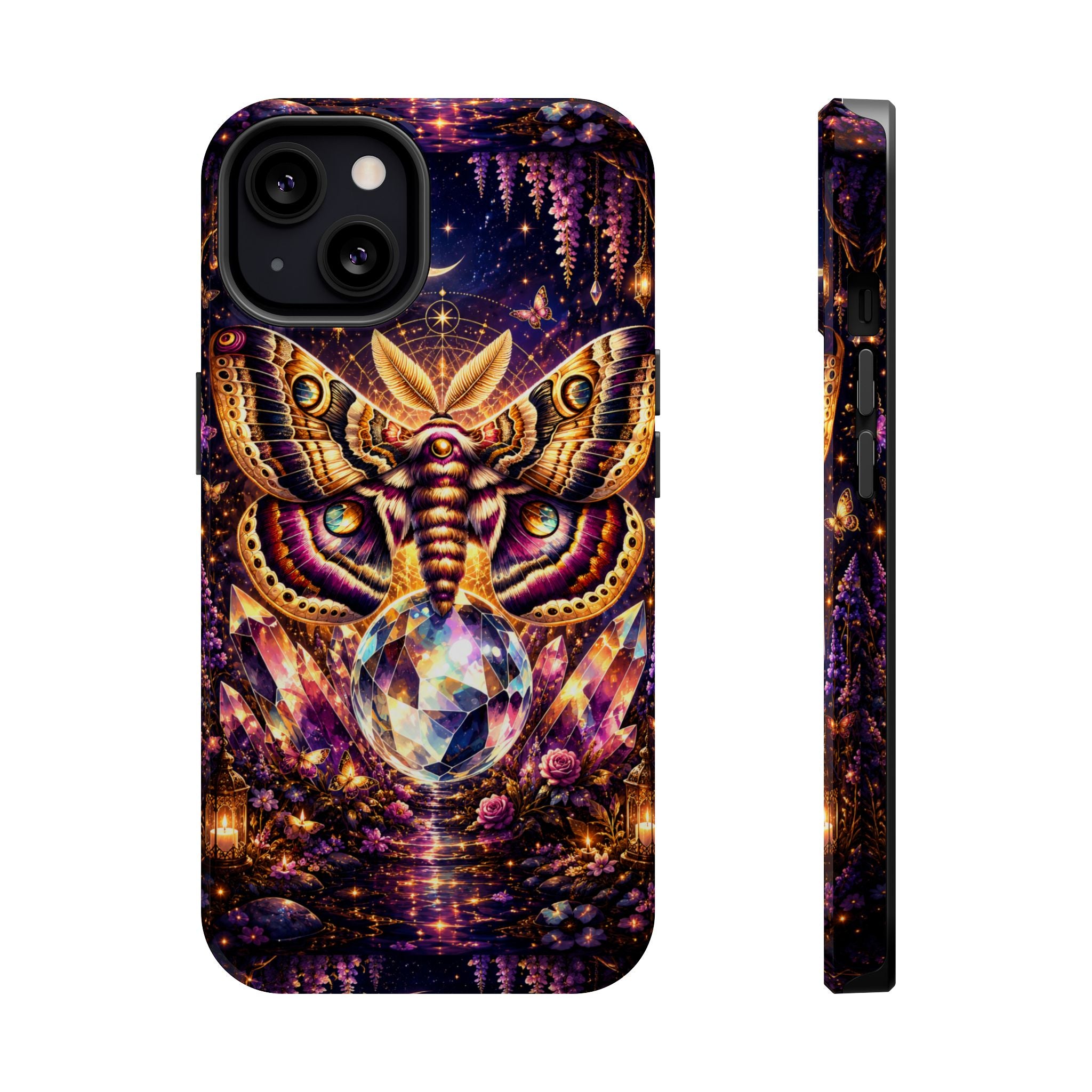 Mystic Moth Crystal Phone Case – Jewel-Toned MagSafe-Compatible Cover