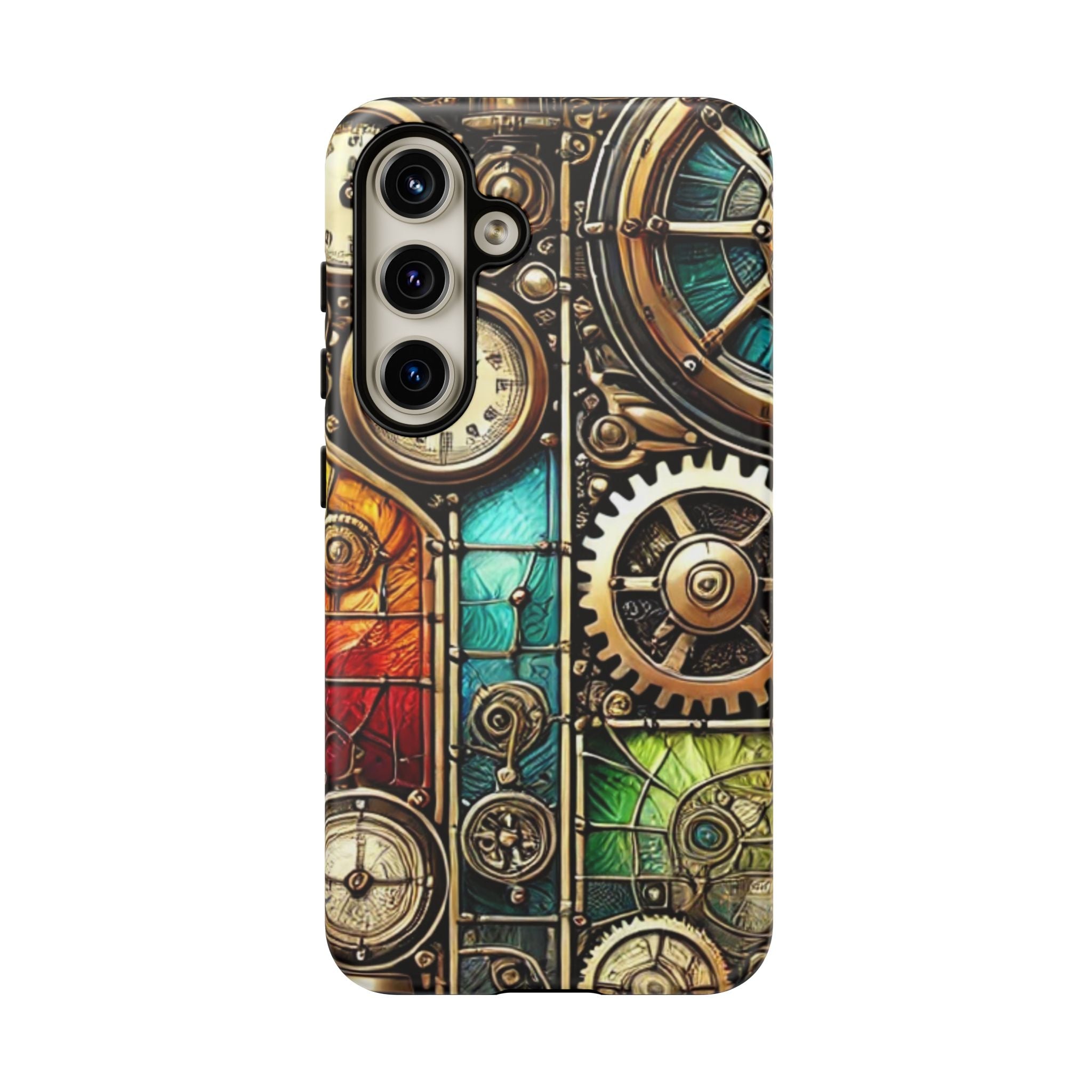 Steampunk Faux Stained Glass Android Phone Case – 3D Full-Wrap Protective Cover with TPU Liner