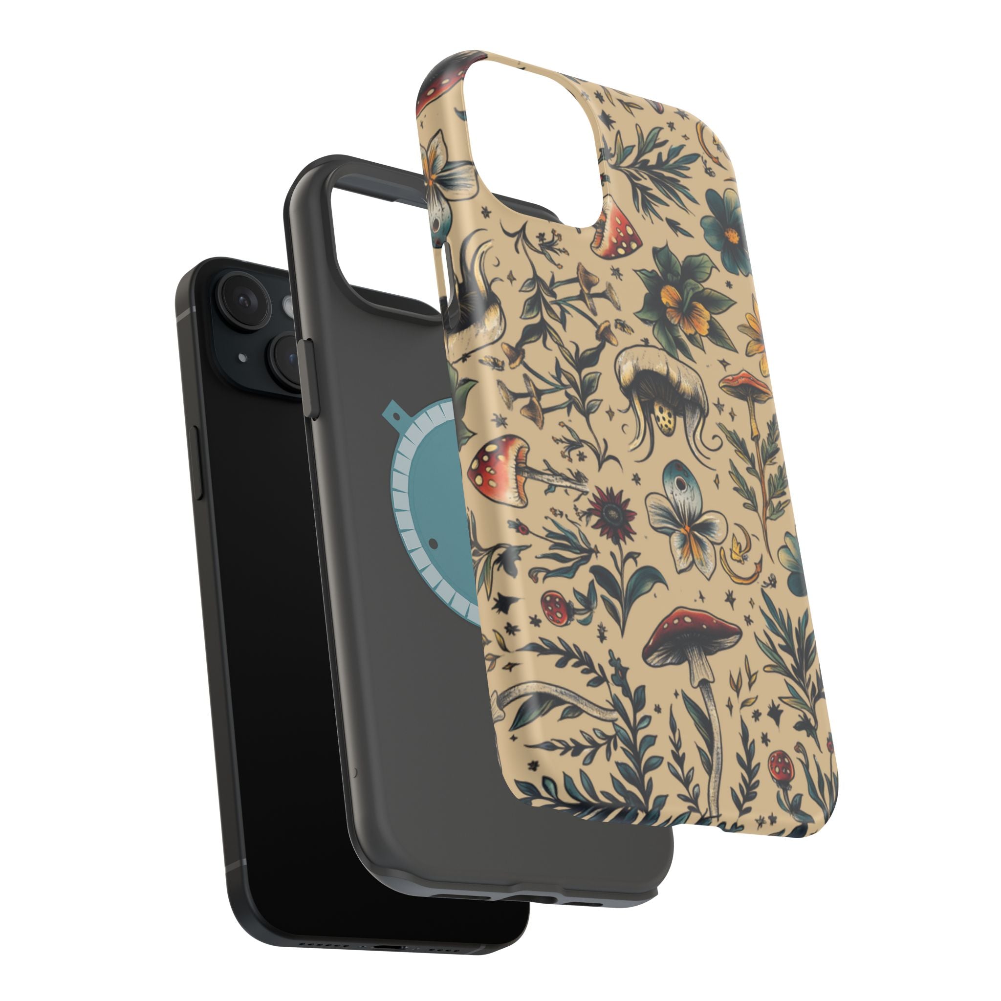 Vintage Botanical Mushroom Phone Case – MagSafe-Compatible Cover