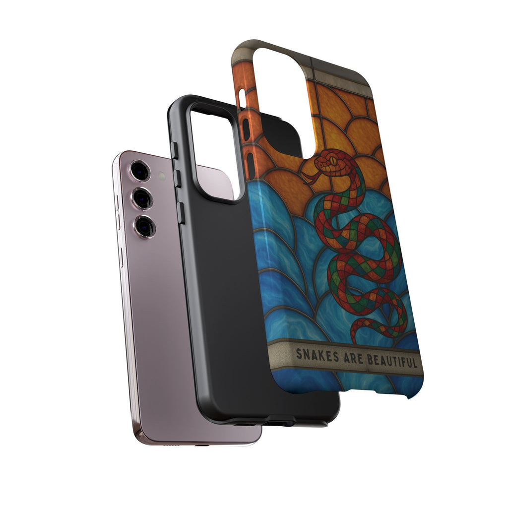 Snakes Are Beautiful Stained Glass Phone Case, Colorful Reptile Design Phone Cover, Nature Lovers Reptile Phone Case, Danger Noodle Case