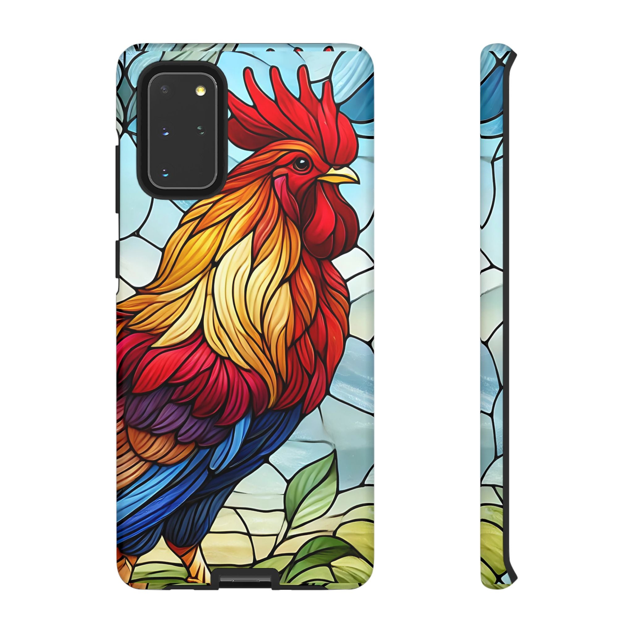 Colorful Stained Glass Rooster Android Case, Tough Protective Phone Cover, Farmhouse Decor Protective Phone Case, Unique Chicken Design