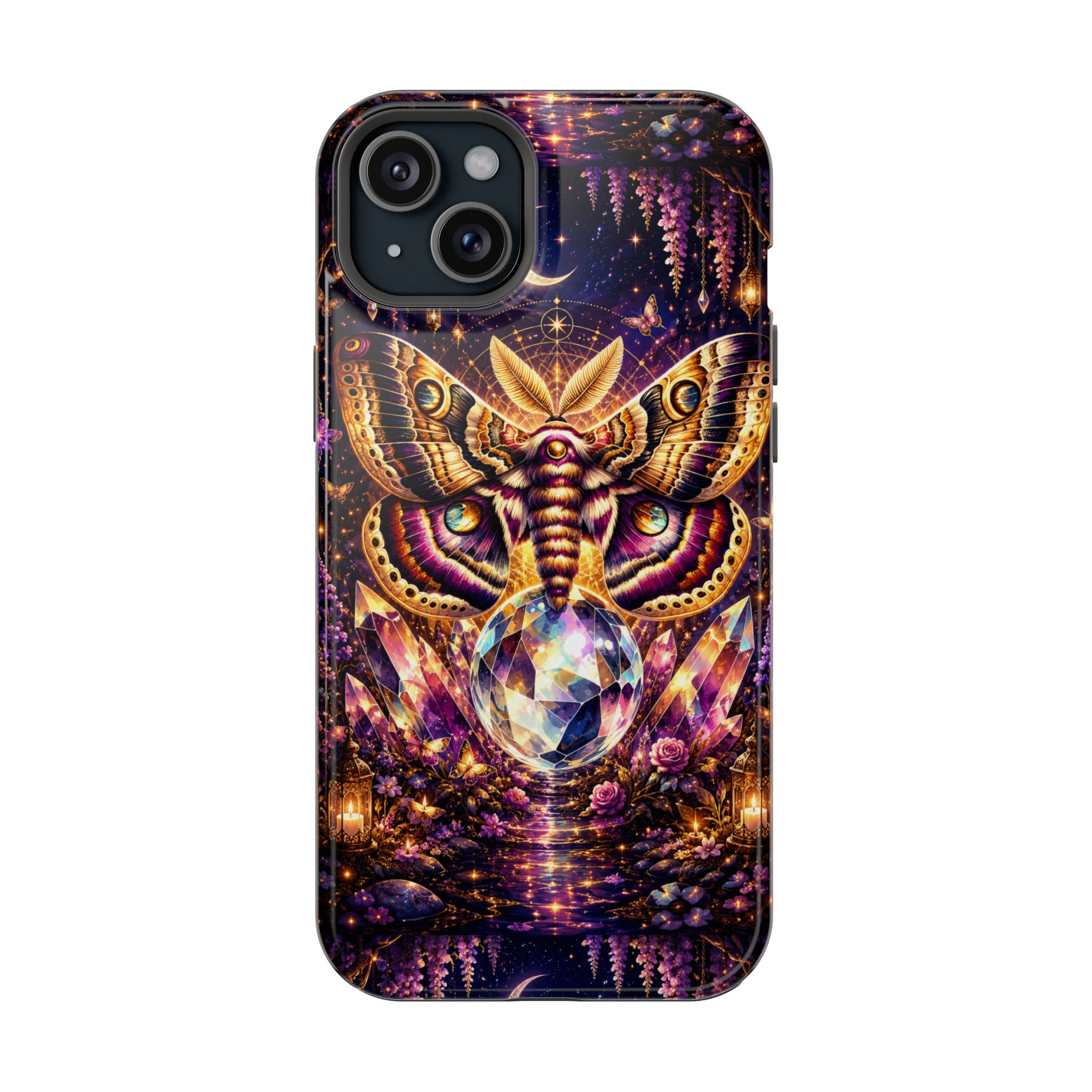 Mystic Moth Crystal Phone Case – Jewel-Toned MagSafe-Compatible Cover